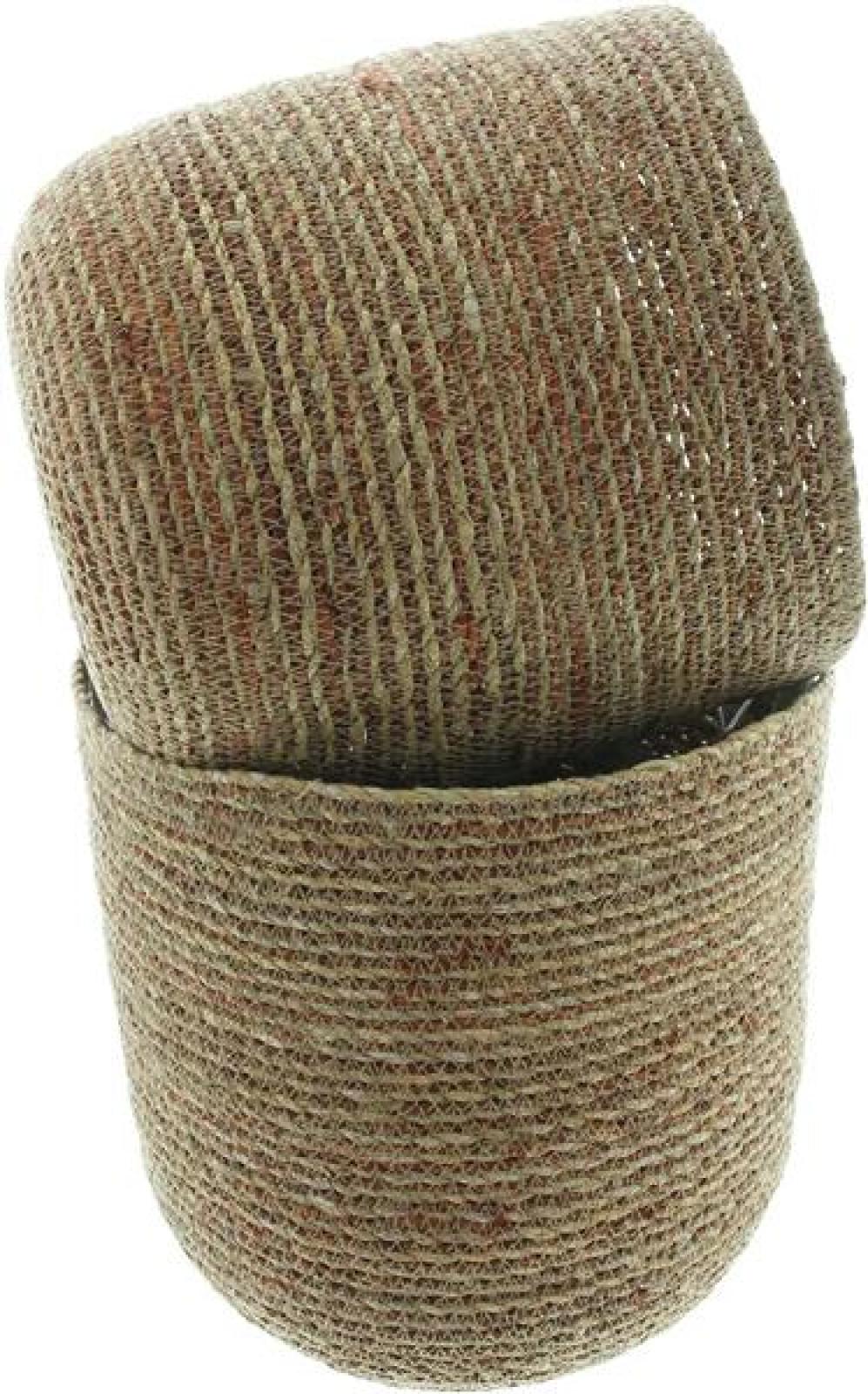 2x Pflanzkorb "Terra" aus Seegras, braun / rot, Blumentopf, Pflanzkübel, Pflanztopf für Draußen, Blumenkübel