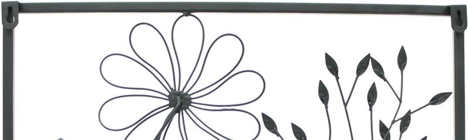 3D Wandbild "Black Flowers" aus Metall, 43x58 cm, in edlem matt schwarz, Wanddeko, Wandschmuck
