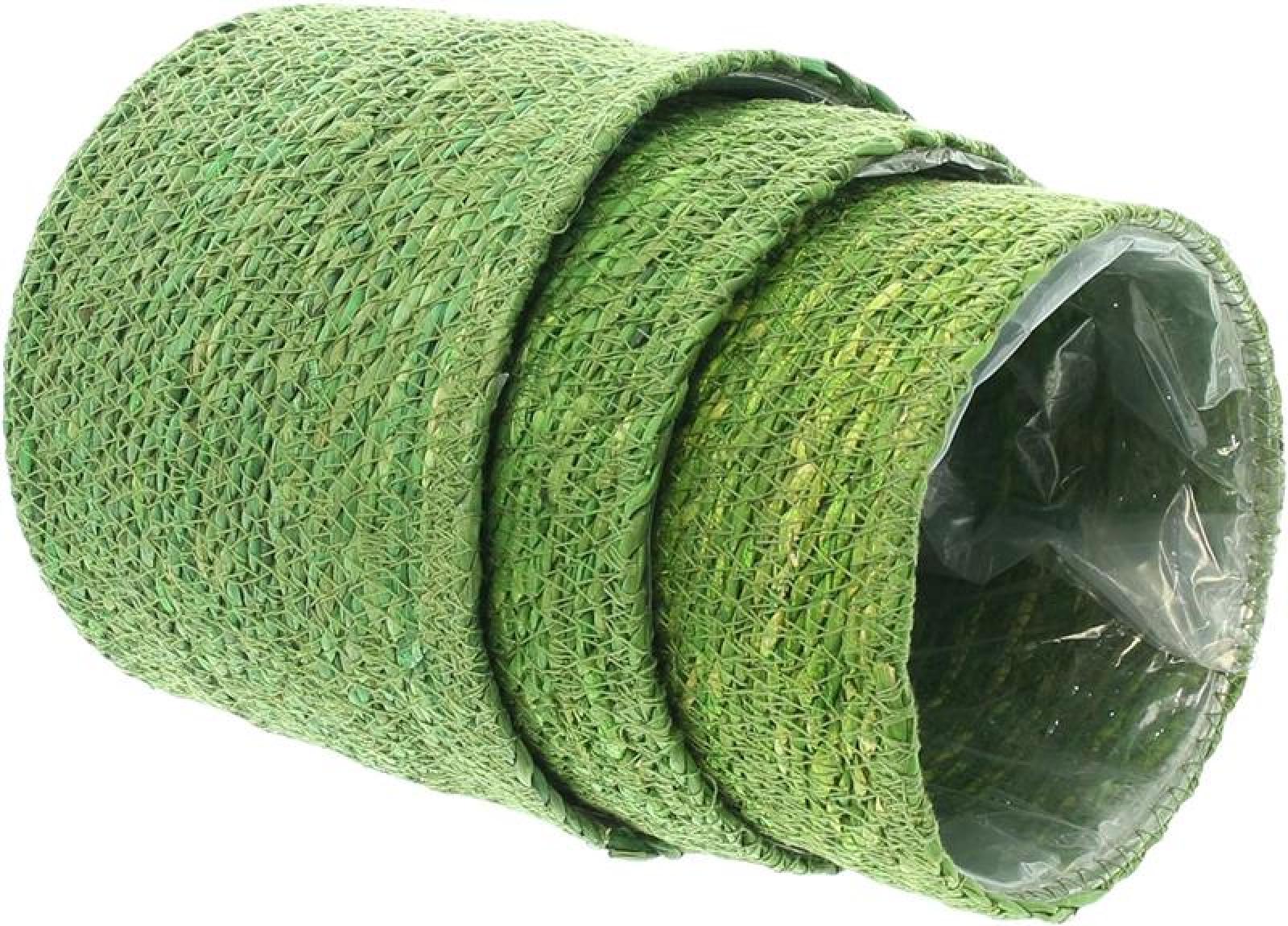 3x Pflanzkorb "Green" aus Seegras, grün, Blumentopf, Pflanzkübel, Pflanztopf für Drinnen & Draußen, Blumenkübel