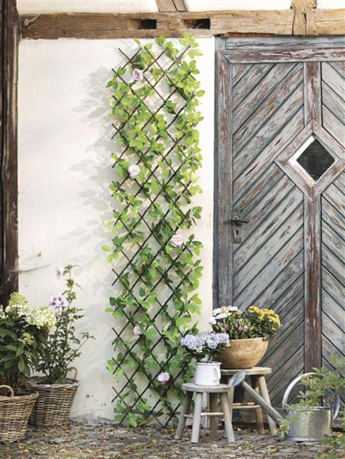 Dekozaun "Rose" aus Weide, variabel, 50x170 cm, Weidenzaun, Rankgitter, Pflanzengitter, Scherenspalier ausziehbar