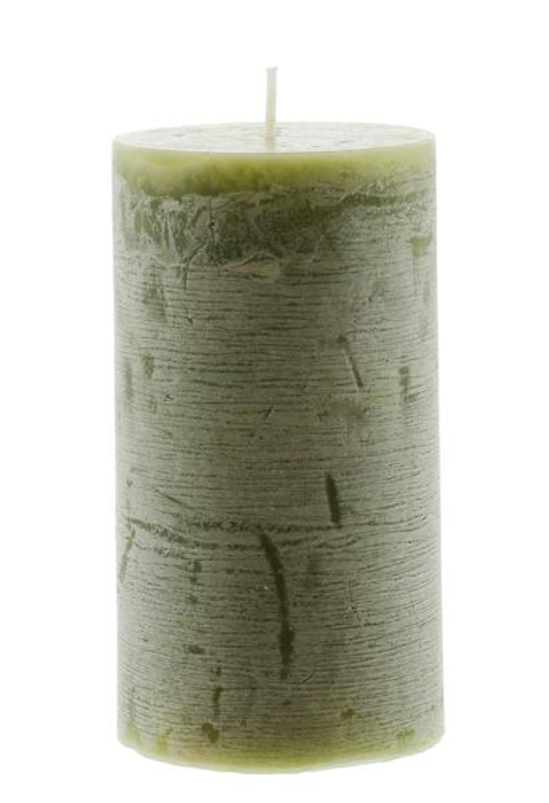 Wachskerze "Rustic Green" im 4er Set, grün, Ø 6x12 cm, Stumpenkerze, Advent, Kerze