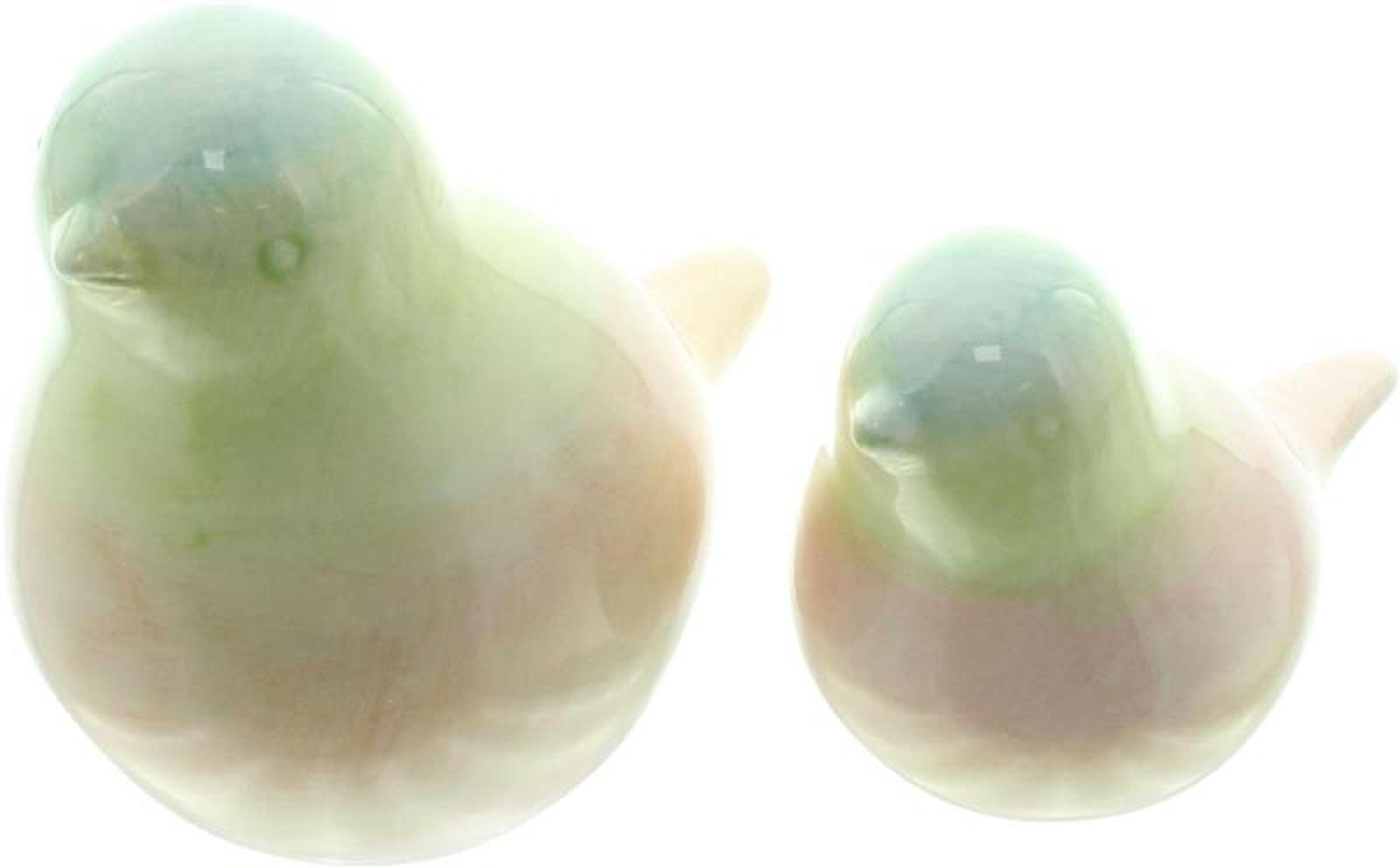 2x Dekofigur Vogel "Pastell" aus Porzellan, glänzend, 9 + 12 cm hoch, Osterdeko, Frühlingsdeko, Figurenset