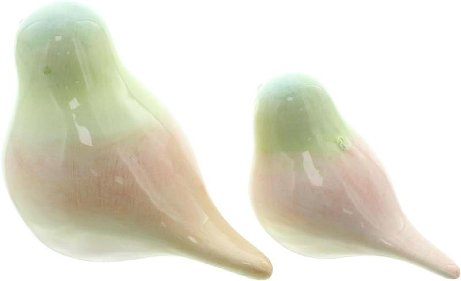 2x Dekofigur Vogel "Pastell" aus Porzellan, glänzend, 9 + 12 cm hoch, Osterdeko, Frühlingsdeko, Figurenset