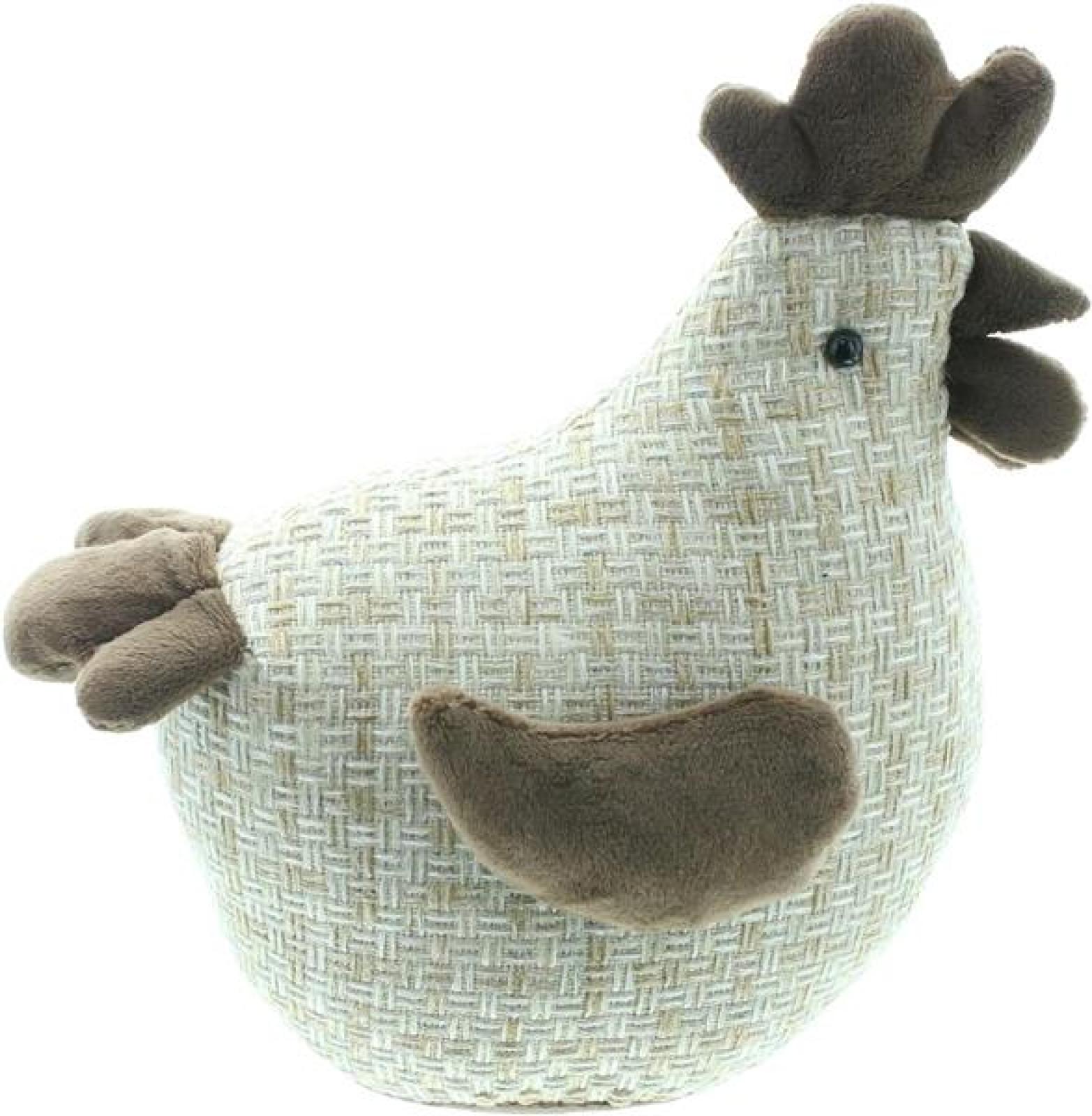 Dekofigur Huhn "Helga" aus Stoff, beige / braun, 24 cm hoch, Osterdeko, Tischdeko, Dekohuhn