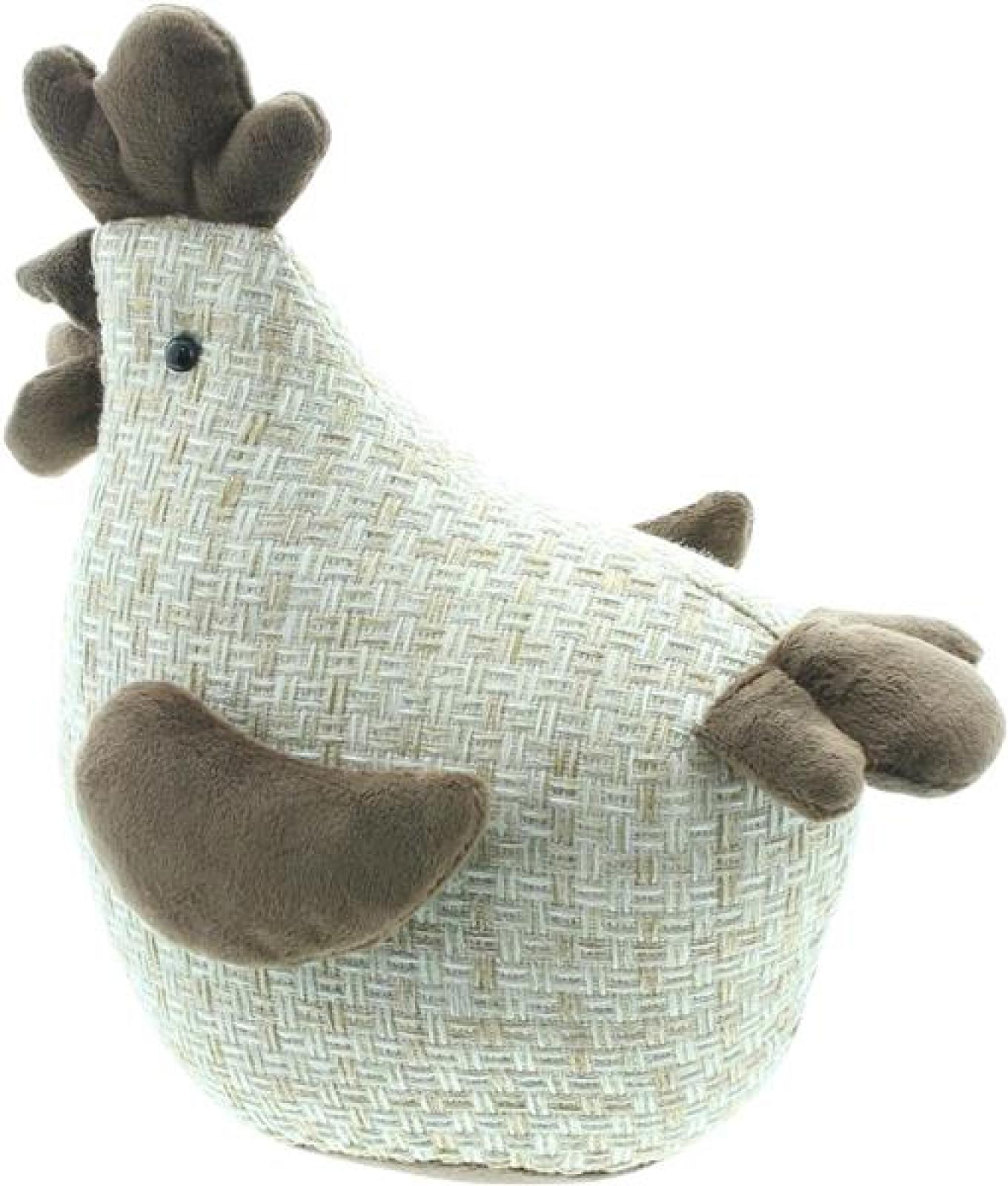 Dekofigur Huhn "Helga" aus Stoff, beige / braun, 24 cm hoch, Osterdeko, Tischdeko, Dekohuhn