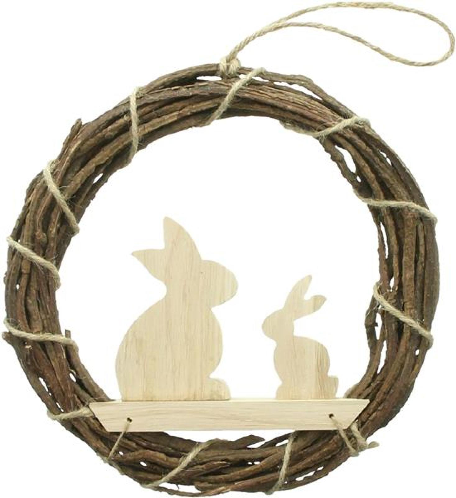 Dekokranz "Häschen" aus Rebenholz, Ø 25 cm, Türkranz, Wandkranz, Osterkranz, Naturkranz, Osterdeko