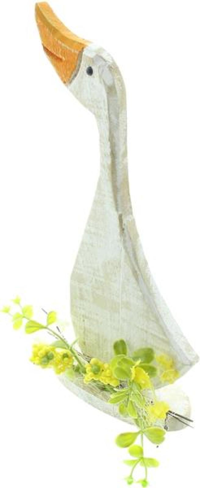 Dekofigur "Frühlingsgans" aus Holz, weiß im Shabby Look, 29 cm hoch, Frühlingsdeko, Osterdeko, Holzdeko Gans