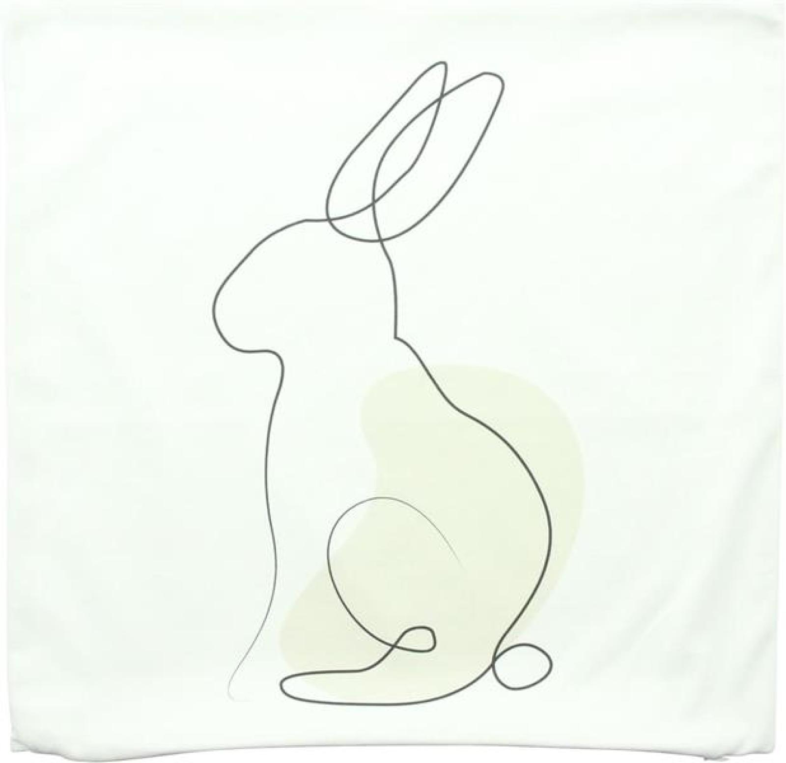 Kissenhülle Hase "Modern" 45x45 cm, weiß, kuschelweiche Samtoptik, Osterkissen-Bezug, Kissenbezug, Zierkissenbezug