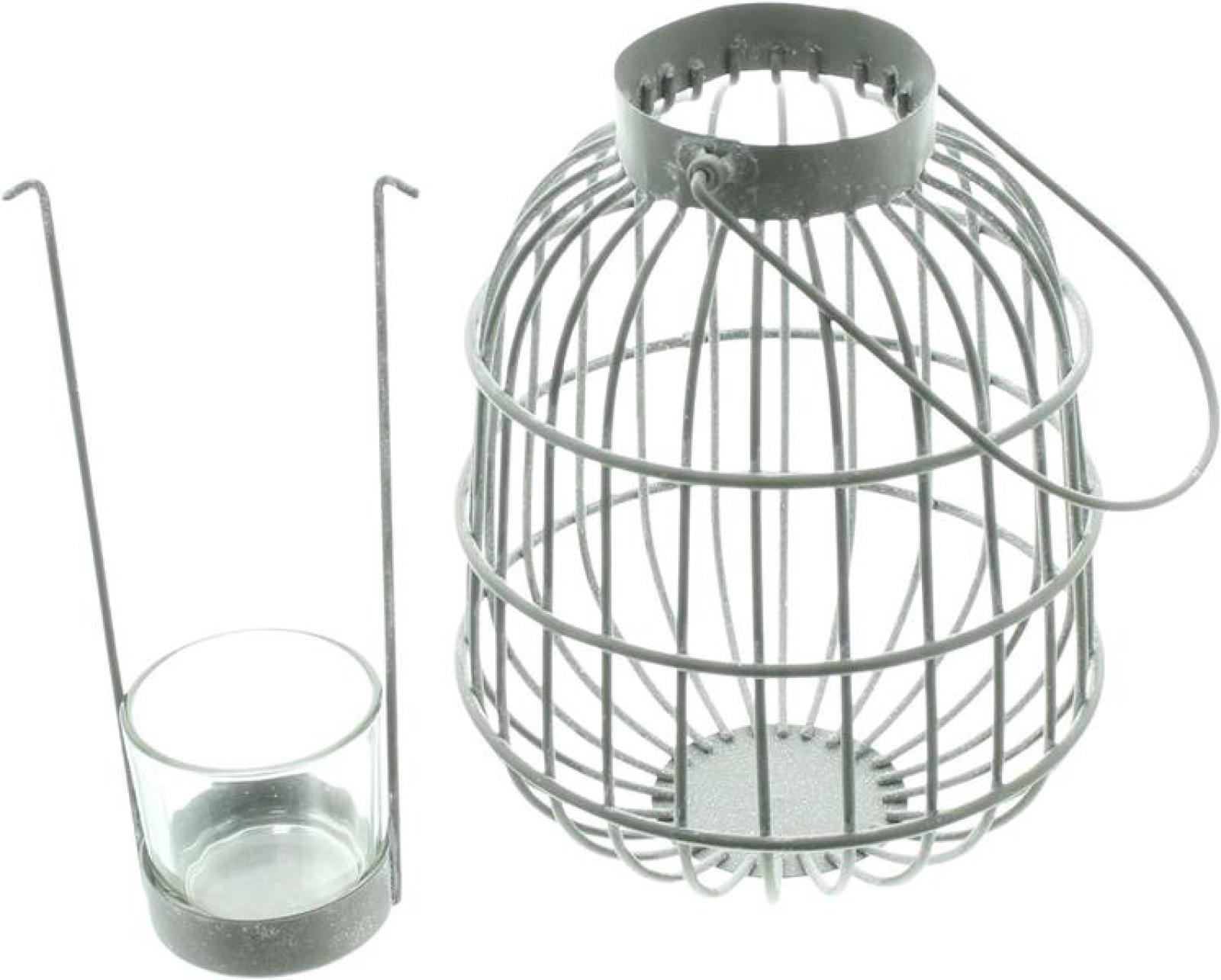 Windlicht "Laterne" aus Metall, grau, weiß gekalkt, Hängelaterne mit Windlichtglas, Gartenlaterne, Kerzenhalter, Gartendeko für Draußen