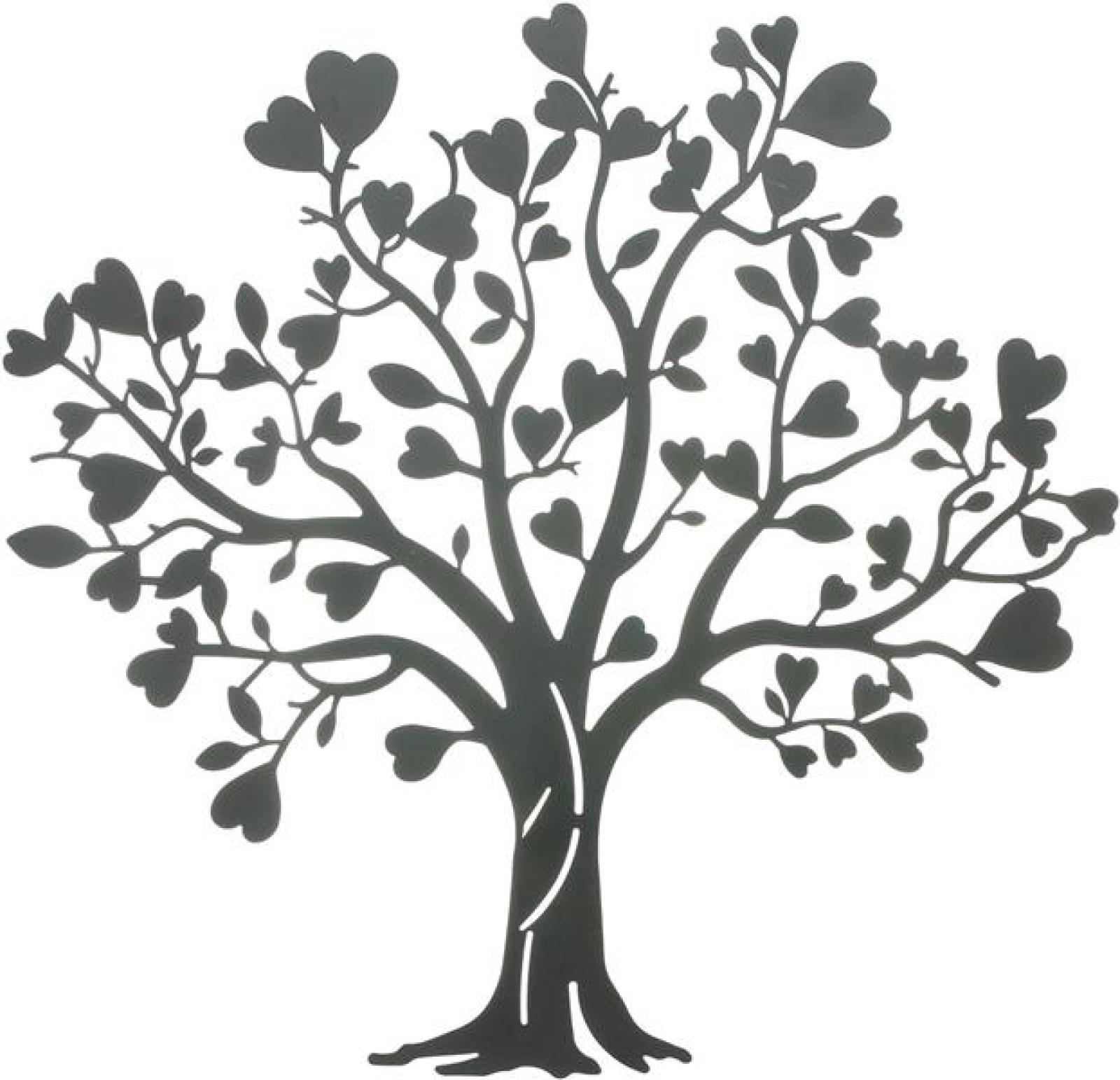Wandbild "Herzbaum" aus Metall, mattschwarz, 50x48 cm, Wandtattoo, Wandschmuck, Wanddeko