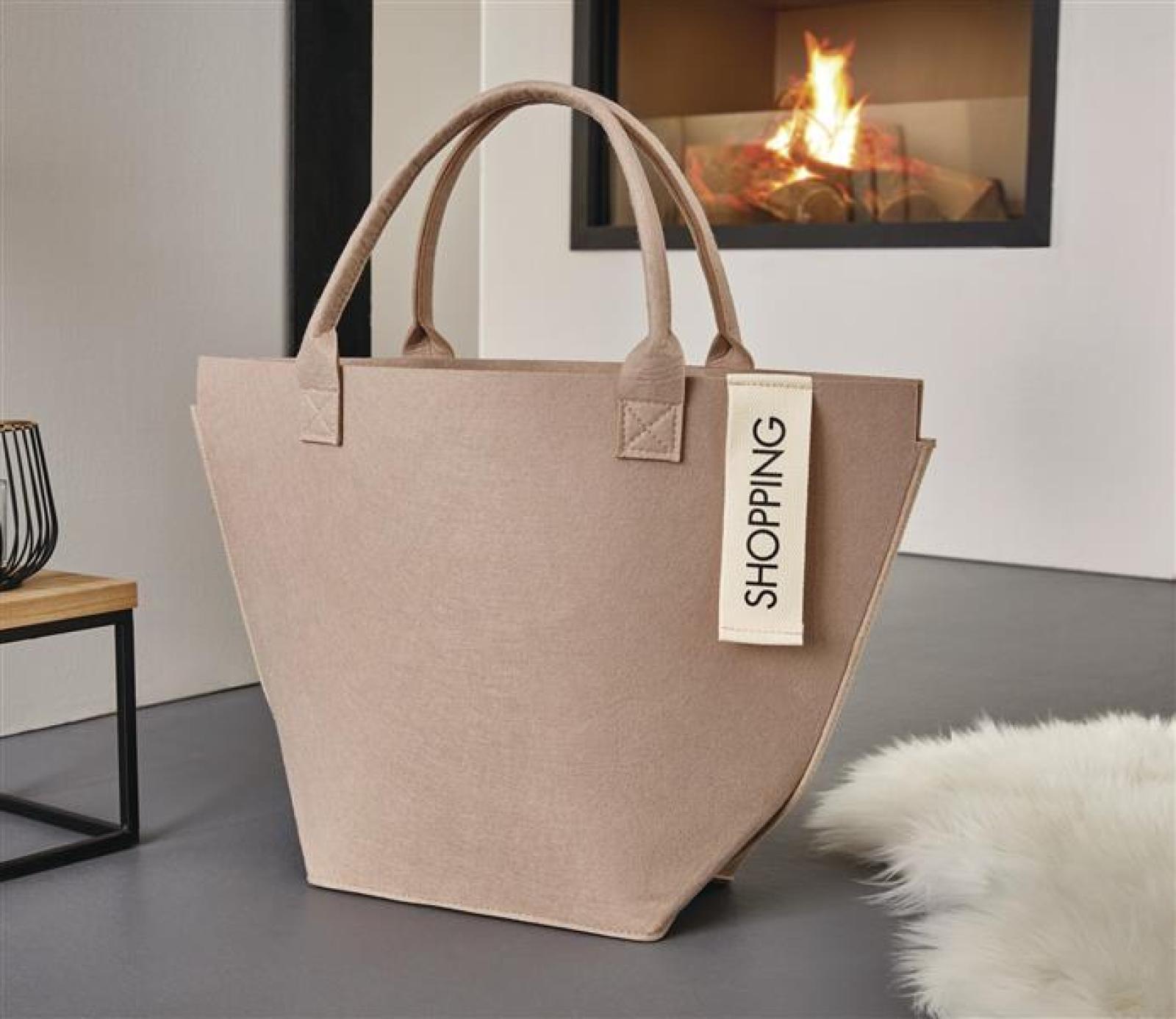 Tasche "Shopping" aus Filz in beige, große Einkaufstasche, Filztasche, Shopper, Tragetasche
