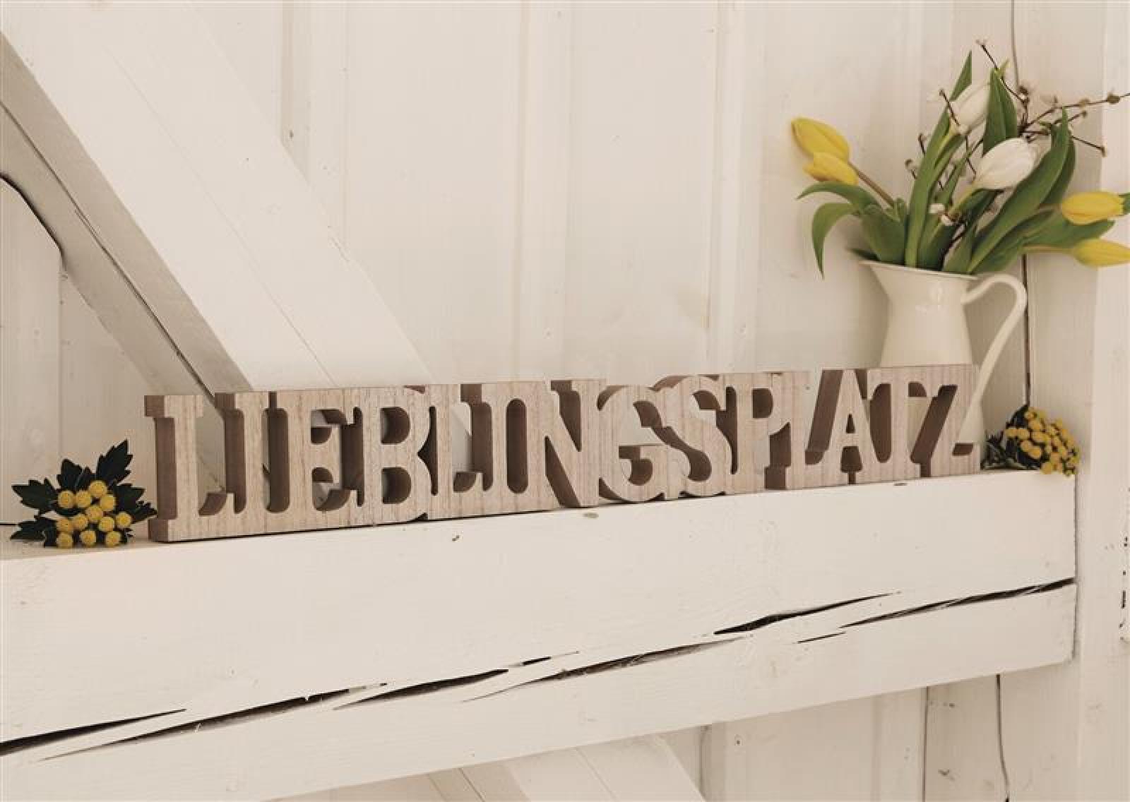 Schriftzug "Lieblingsplatz" aus MDF in Holz Optik, 75 cm lang, Holzbuchstaben