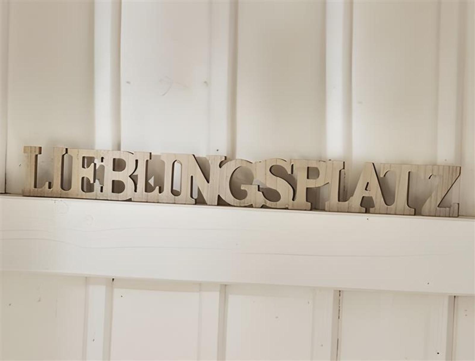 Schriftzug "Lieblingsplatz" aus MDF in Holz Optik, 75 cm lang, Holzbuchstaben