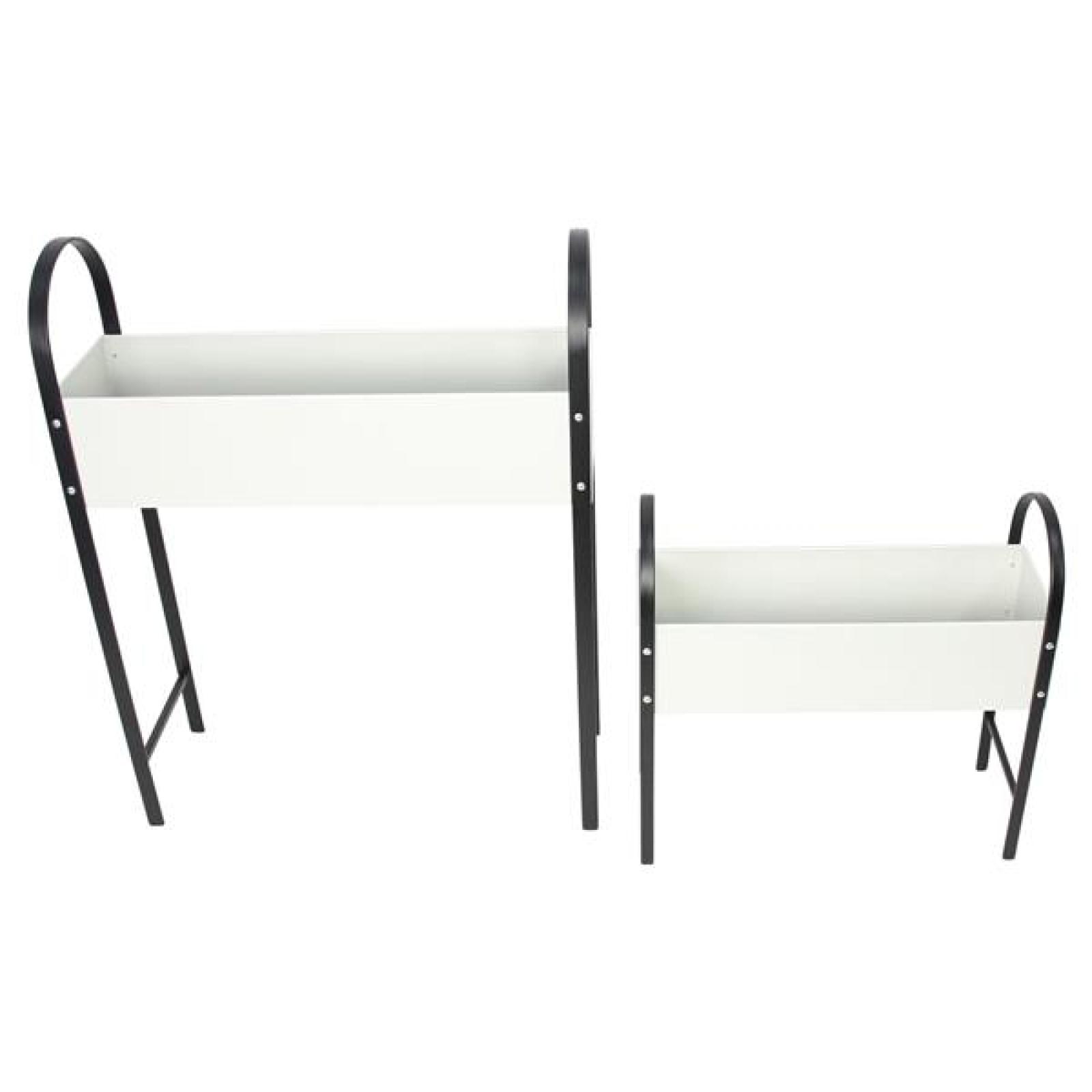 2x Pflanzer "Retro" aus Metall, creme weiß / schwarz, Pflanzkasten, Blumenkasten, Pflanzbank