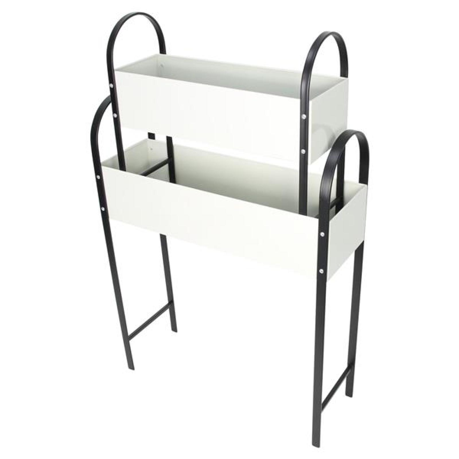 2x Pflanzer "Retro" aus Metall, creme weiß / schwarz, Pflanzkasten, Blumenkasten, Pflanzbank