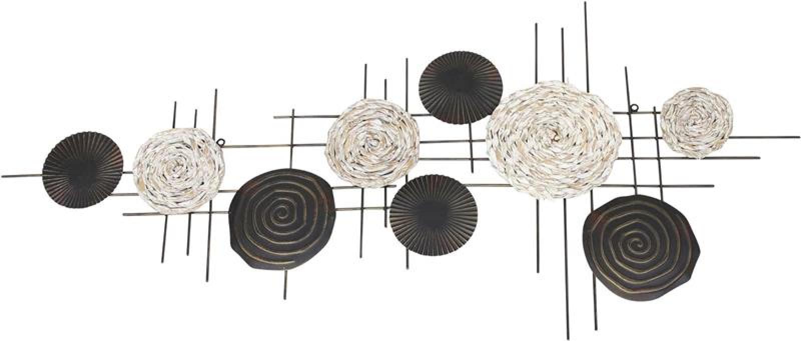 Wanddeko "Kreise" aus Metall & Seegras, 112x51 cm, Wandbild, Wandschmuck