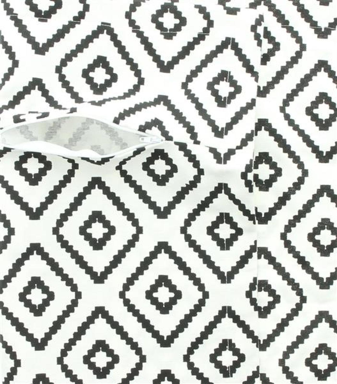 Outdoor Kissenhülle "White & Black" in weiß & schwarz, 60x40 cm, Stehsaum, Kissenbezug wasserabweisend, Zierkissenbezug für Balkon & Garten
