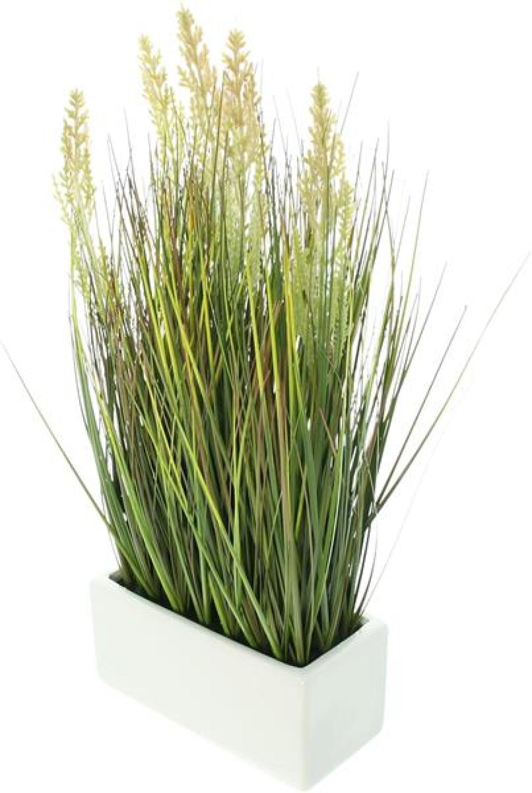 Kunstpflanze "Gras" 46 cm hoch im Porzellan Topf, Ziergras, Dekopflanze, Dekogras
