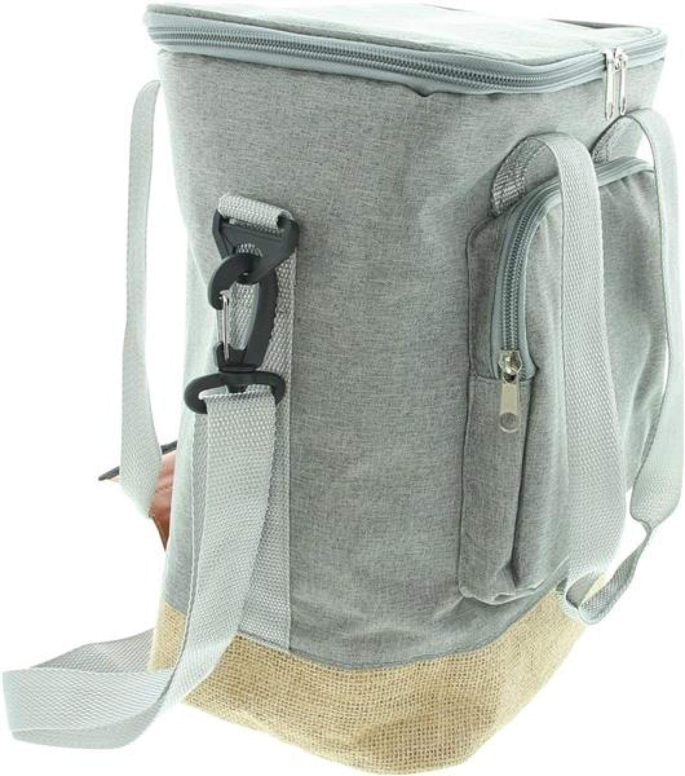 Kühltasche "Rucksack" aus Leinen & Jute, leichter Kühlrucksack, Schultertasche, Thermorucksack, Picknicktasche