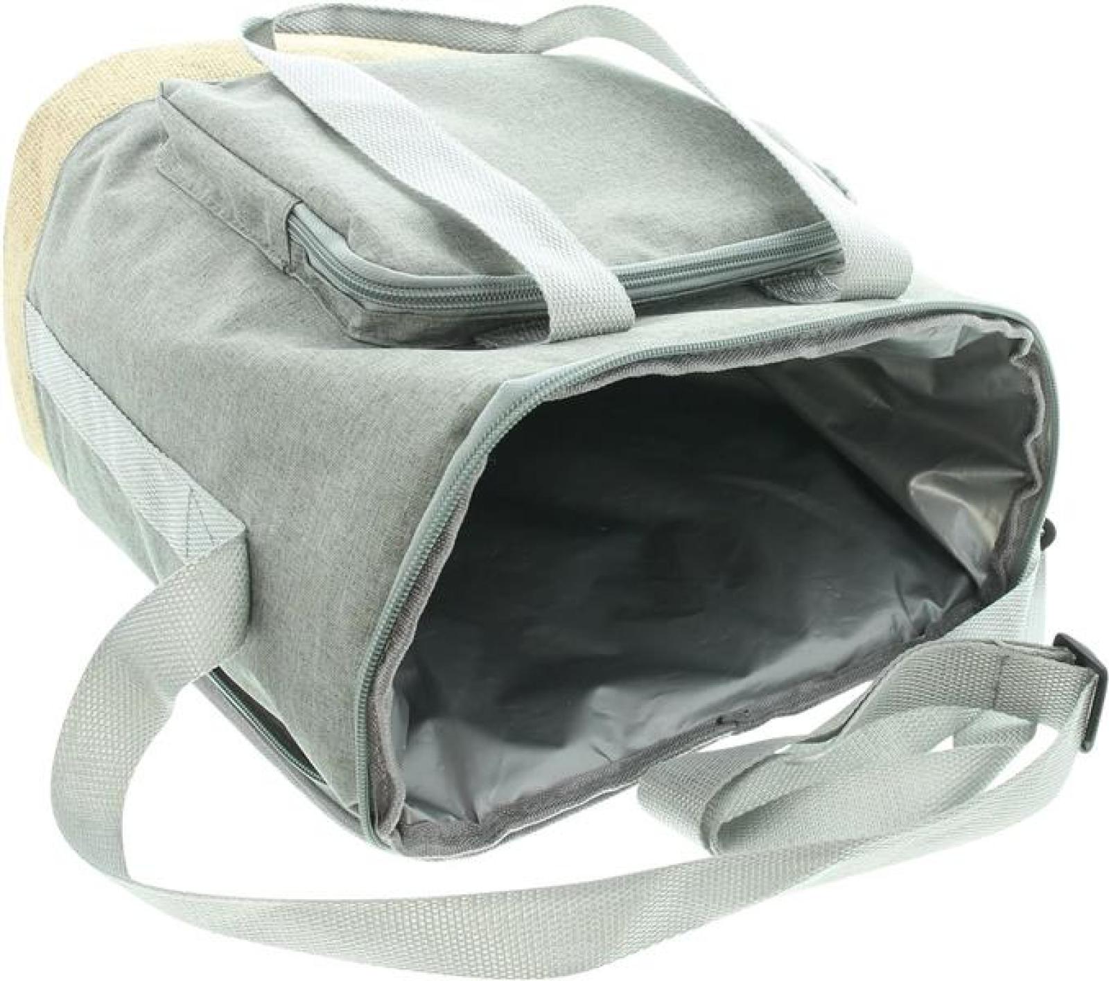 Kühltasche "Rucksack" aus Leinen & Jute, leichter Kühlrucksack, Schultertasche, Thermorucksack, Picknicktasche