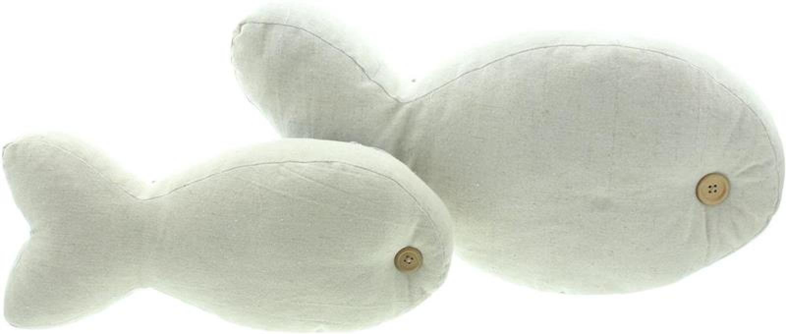 2x Dekokissen "Fisch" aus Leinen in blau & grau, 36 + 50 cm lang, Fischkissen, Kissen in Fisch-Form