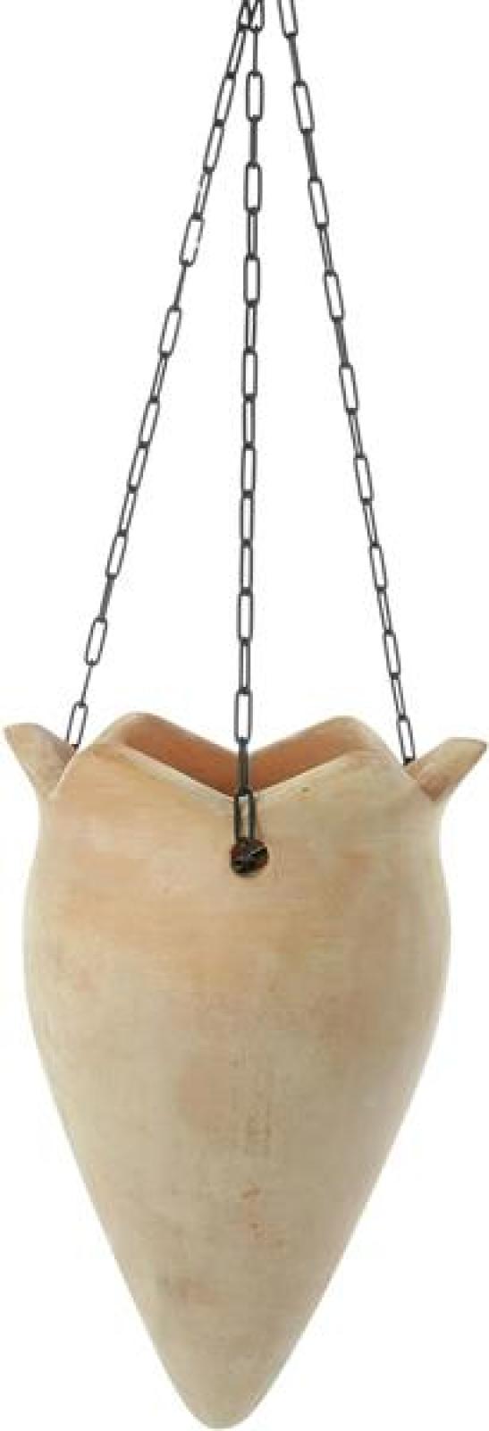 Pflanzenampel "Terra" aus Terracotta, 70 cm hoch, Blumenampel mit Metallkette, Hängeampel