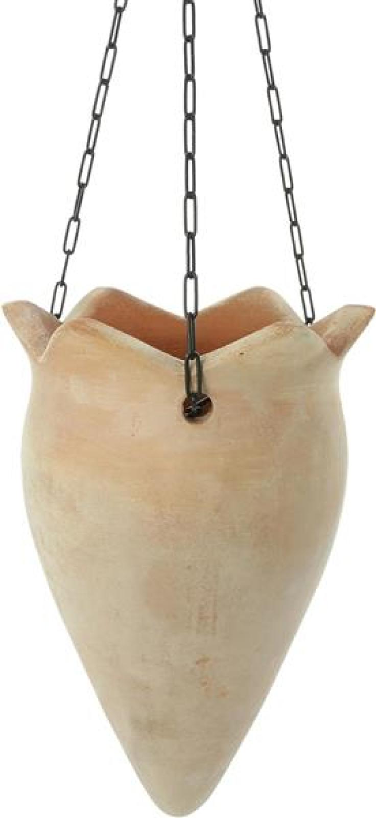 Pflanzenampel "Terra" aus Terracotta, 70 cm hoch, Blumenampel mit Metallkette, Hängeampel