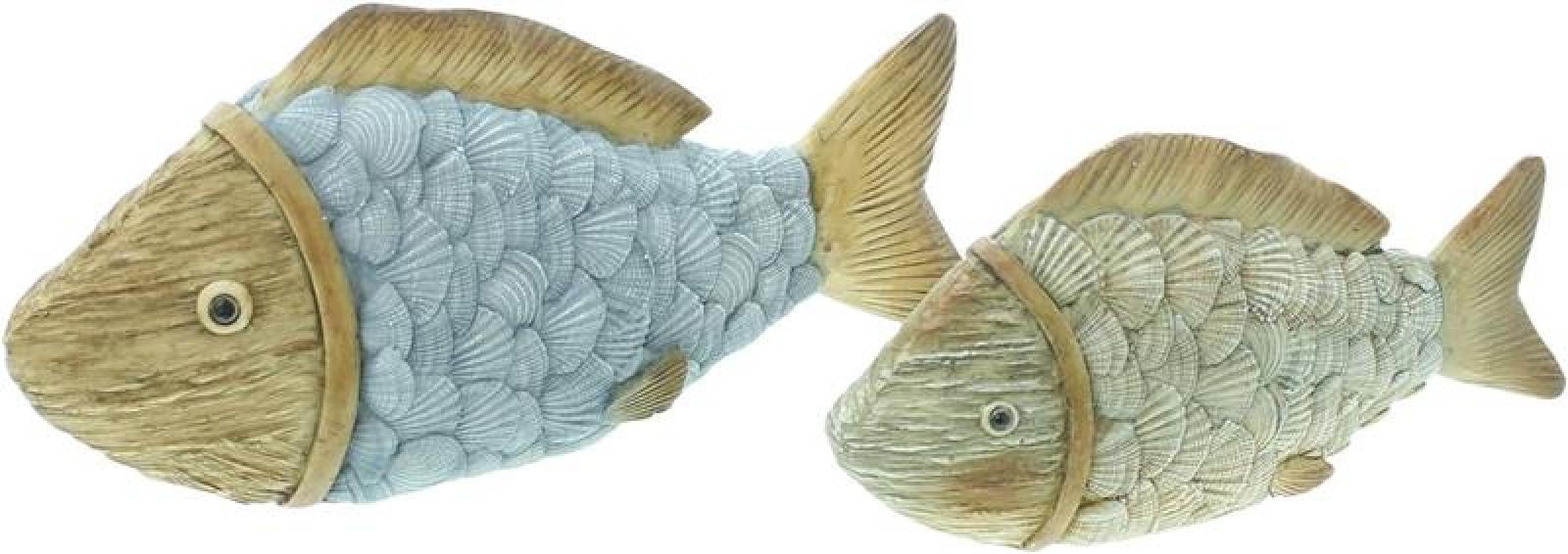 2x Dekofigur "Fisch" aus Polyresin, maritime Deko, bunt, 18,5 + 23,5 cm lang, Dekofische, Figur, Fischfigur
