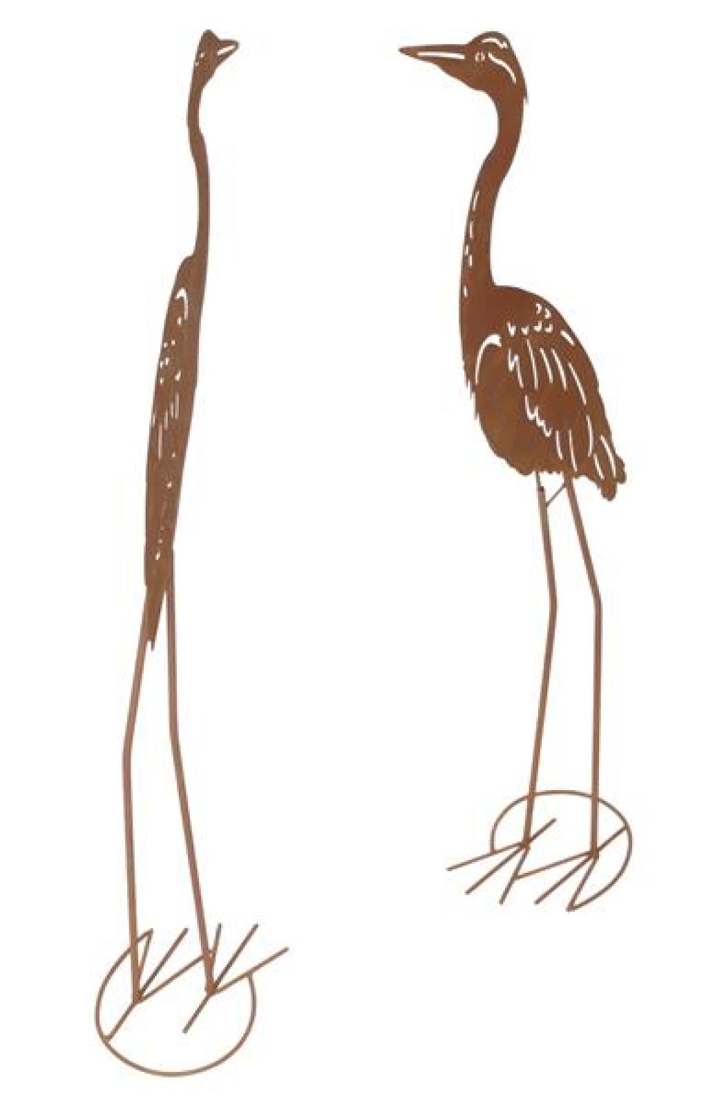 2x Dekovogel aus Metall mit Echtrost Finish, 88 cm hoch, Garten Dekofigur, Gartendeko für Draußen
