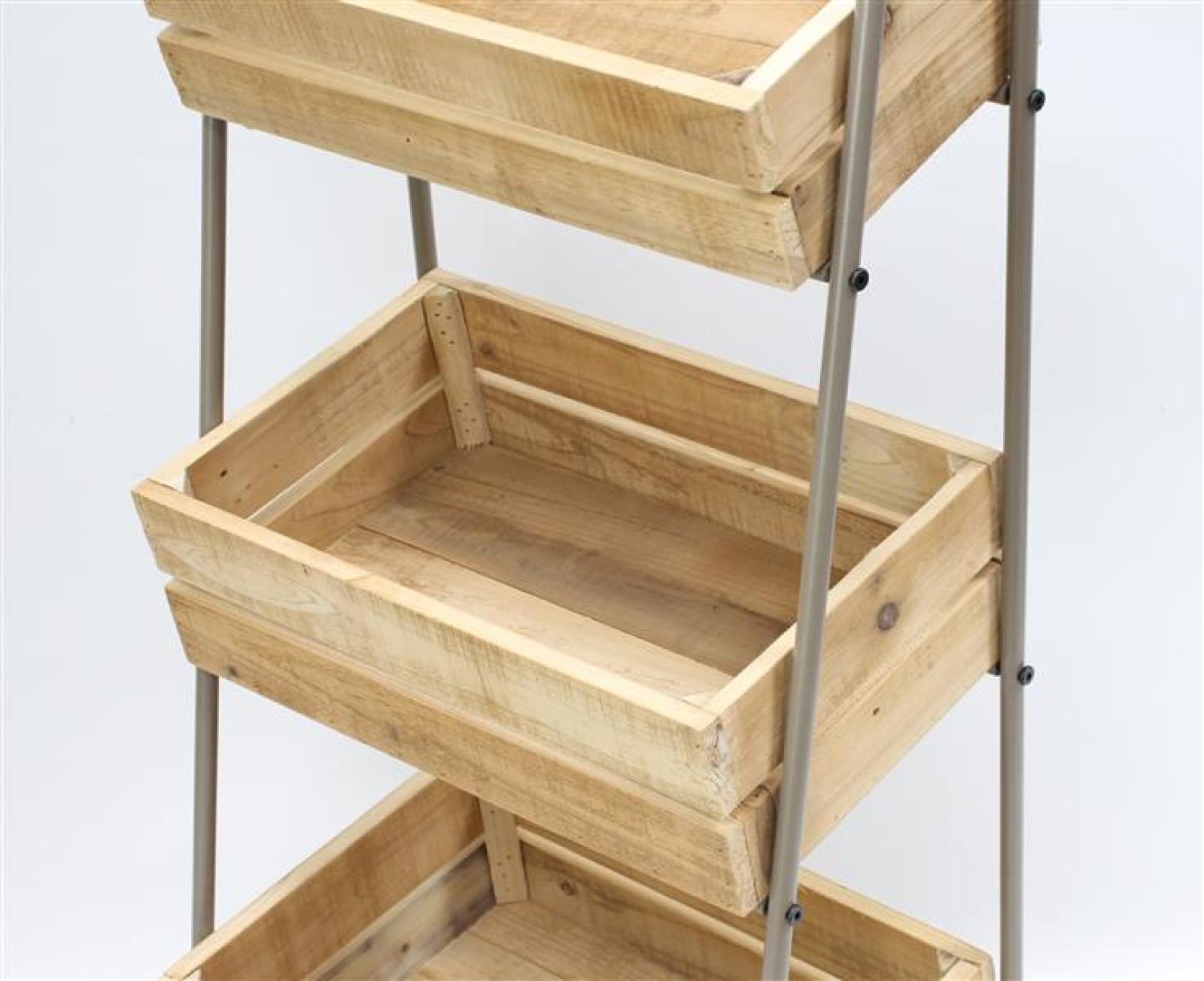 Kistenregal "Rustikal" mit 3 Kisten aus recyceltem Holz, Küchenregal, Obstregal, Gemüseregal, Standregal