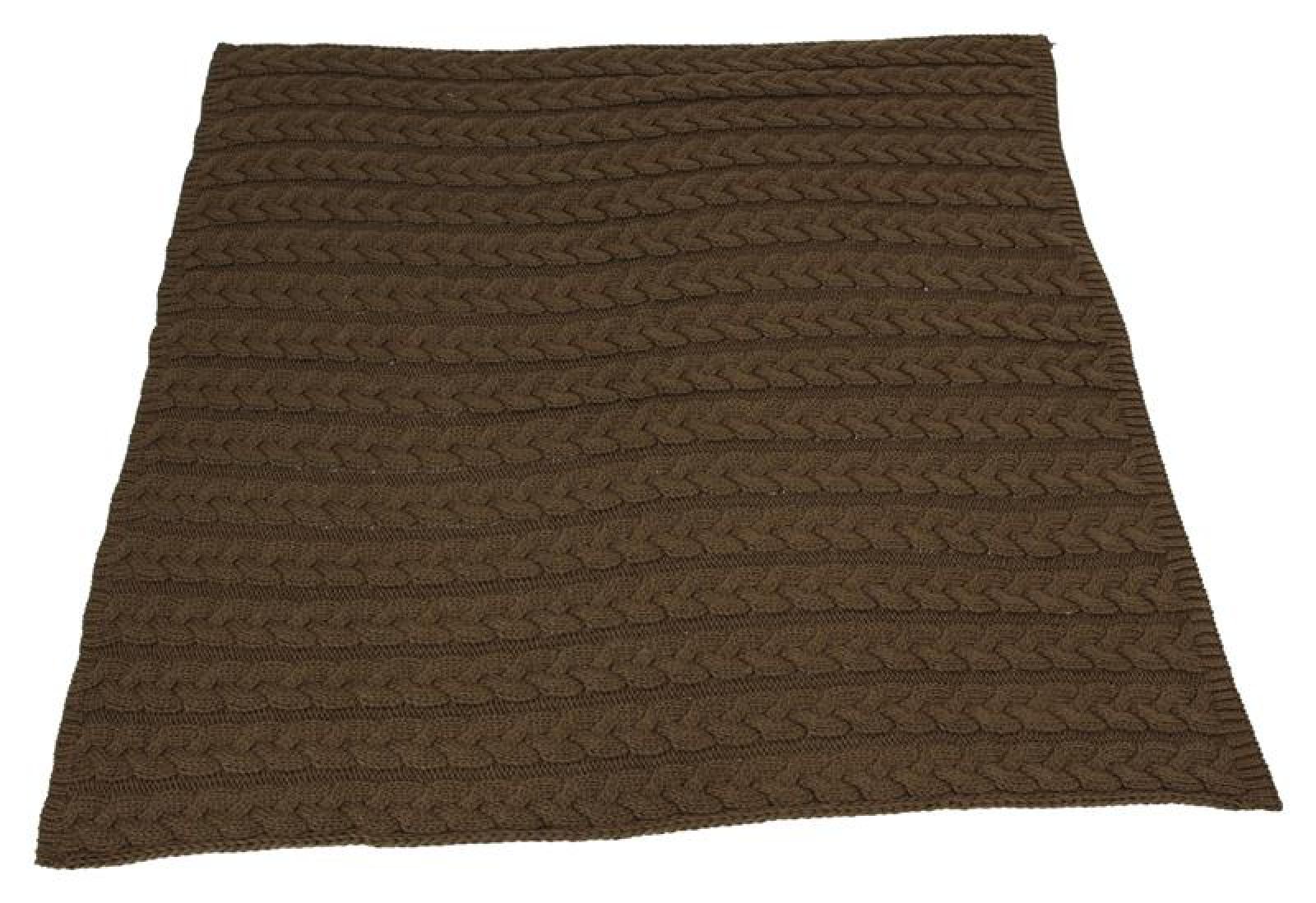 Kuscheldecke "Mocca" in braun, Stickmuster, 127x152 cm, Sofadecke, Couchdecke, Wohndecke