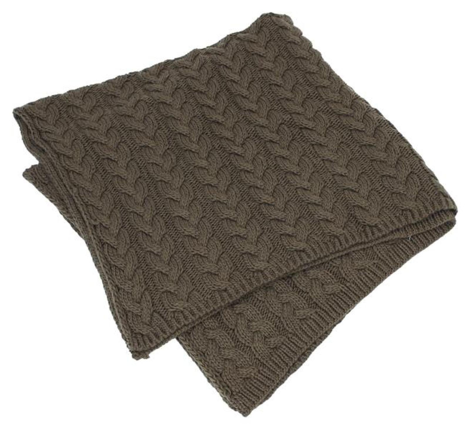 Kuscheldecke "Mocca" in braun, Stickmuster, 127x152 cm, Sofadecke, Couchdecke, Wohndecke