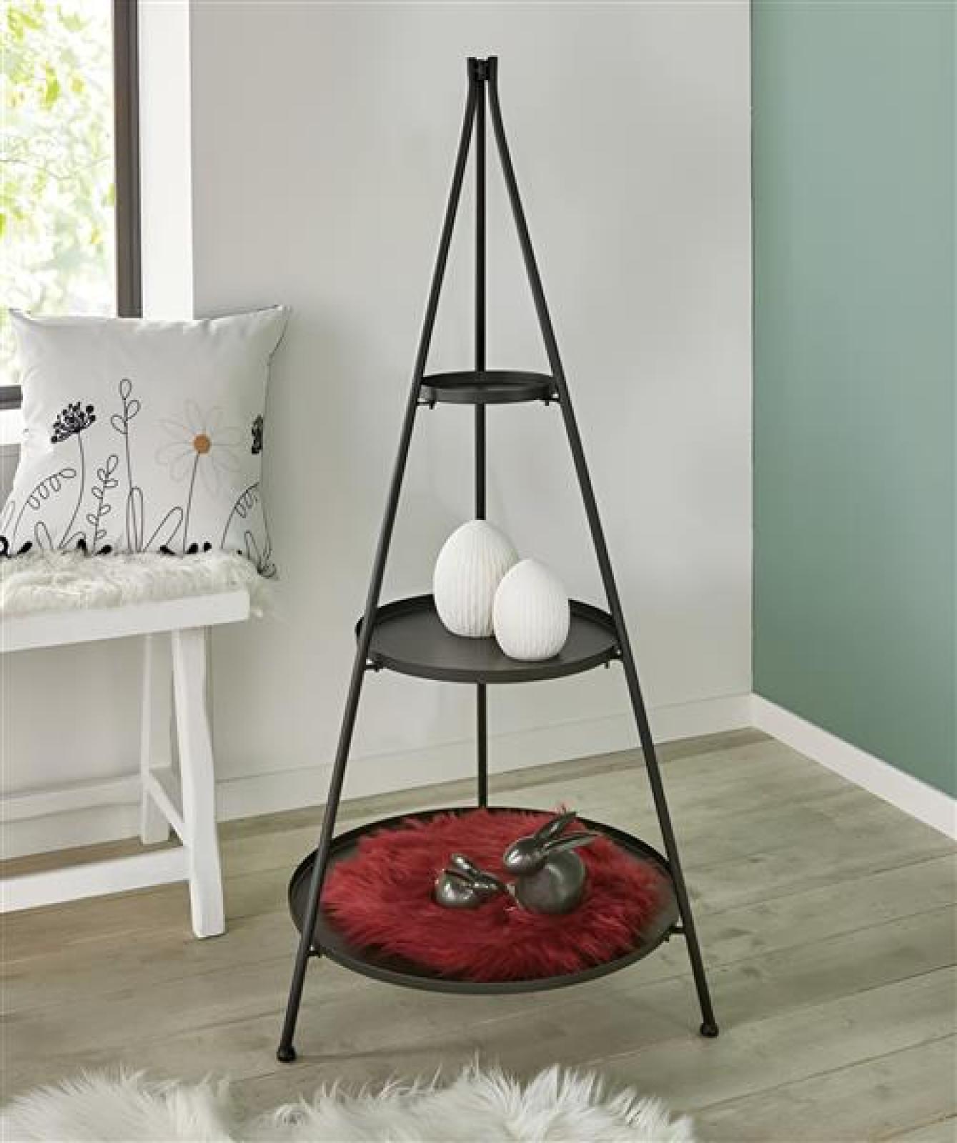 XXL Etagere "Klassik" aus Metall, 128 cm hoch, matt schwarz, 3-stöckig, Tortenständer, Obstetagere, Regal
