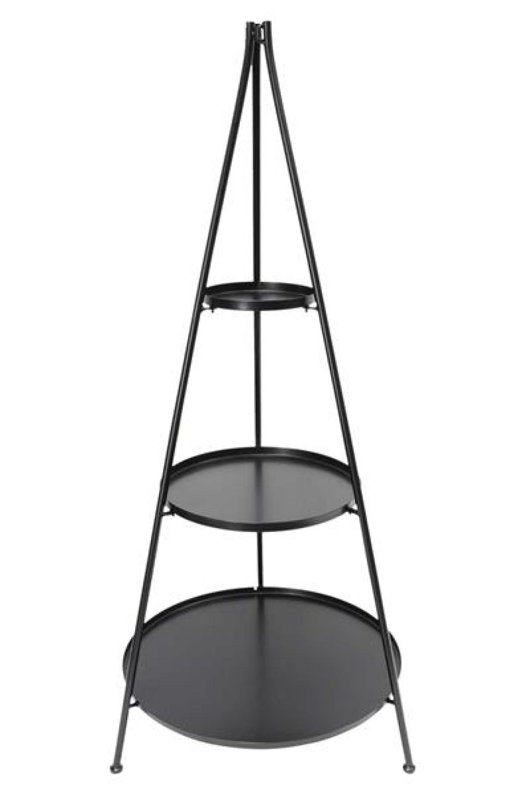 XXL Etagere "Klassik" aus Metall, 128 cm hoch, matt schwarz, 3-stöckig, Tortenständer, Obstetagere, Regal