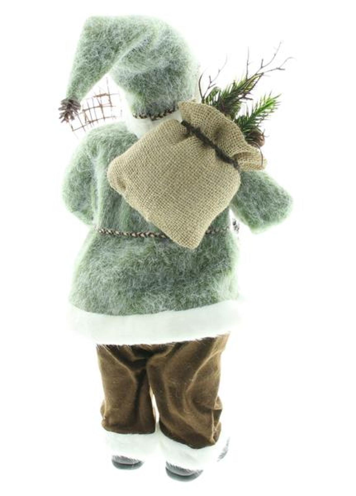 Dekofigur "Santa" 60 cm hoch, Deko Weihnachtsmann mit Schneeschuhen & Geschenke-Sack, Nikolaus, Santa Claus Figur