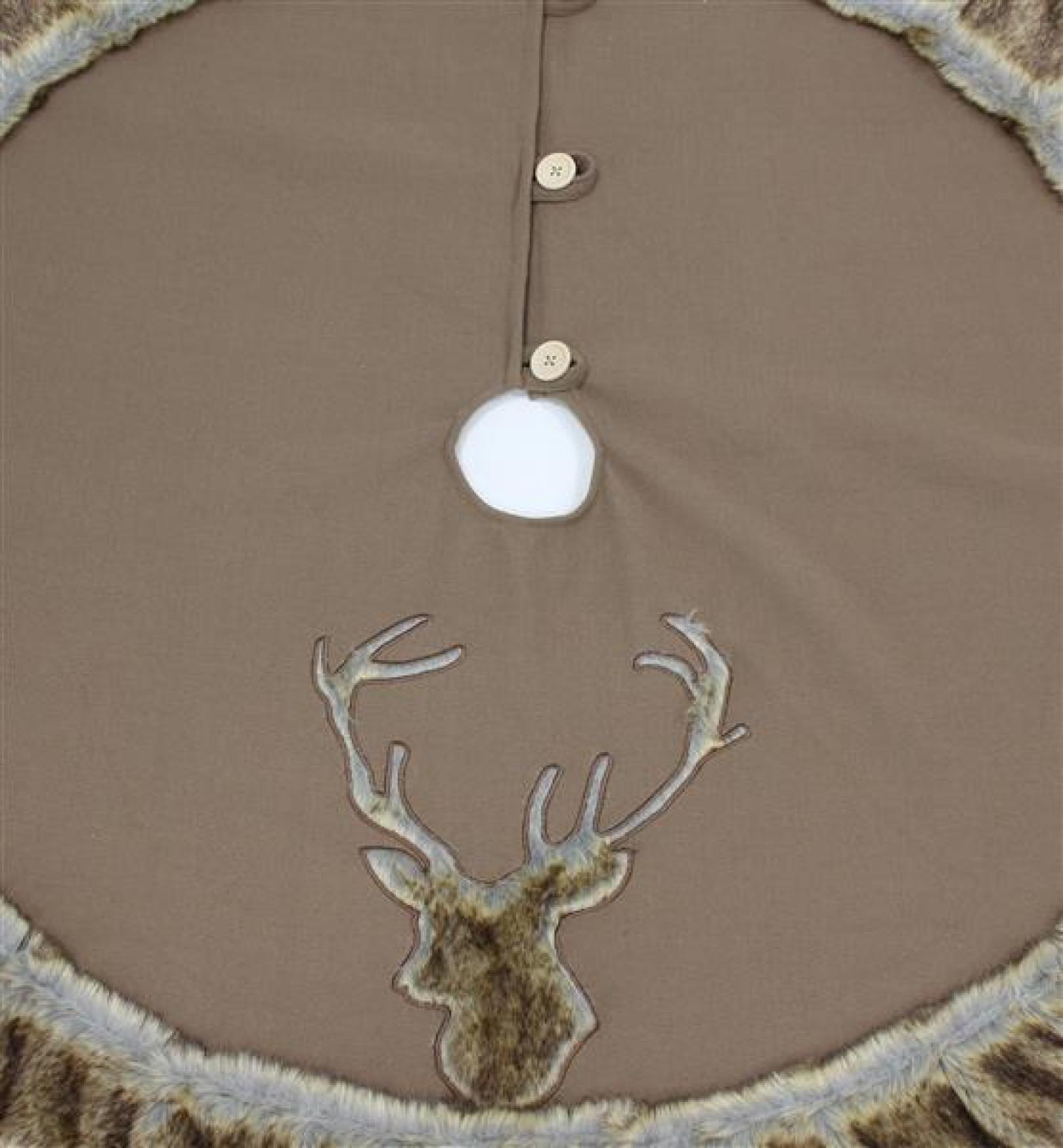 Christbaumdecke "Hirsch" in braun, Ø 120 cm, mit Kunstfell, Weihnachtsbaum Rock / Decke