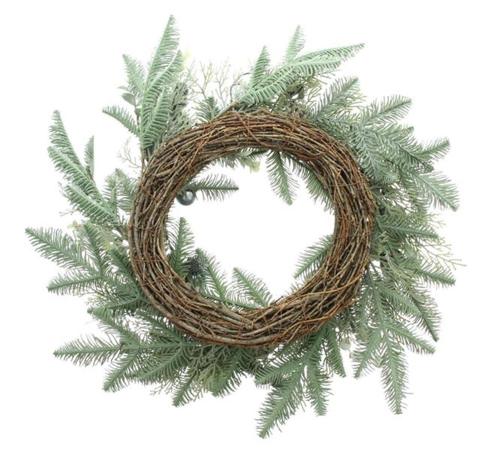 großer Dekokranz "Winterzauber" aus Reisig & Kunststoff, Ø 55 cm, Türkranz, Wandkranz, Winterkranz