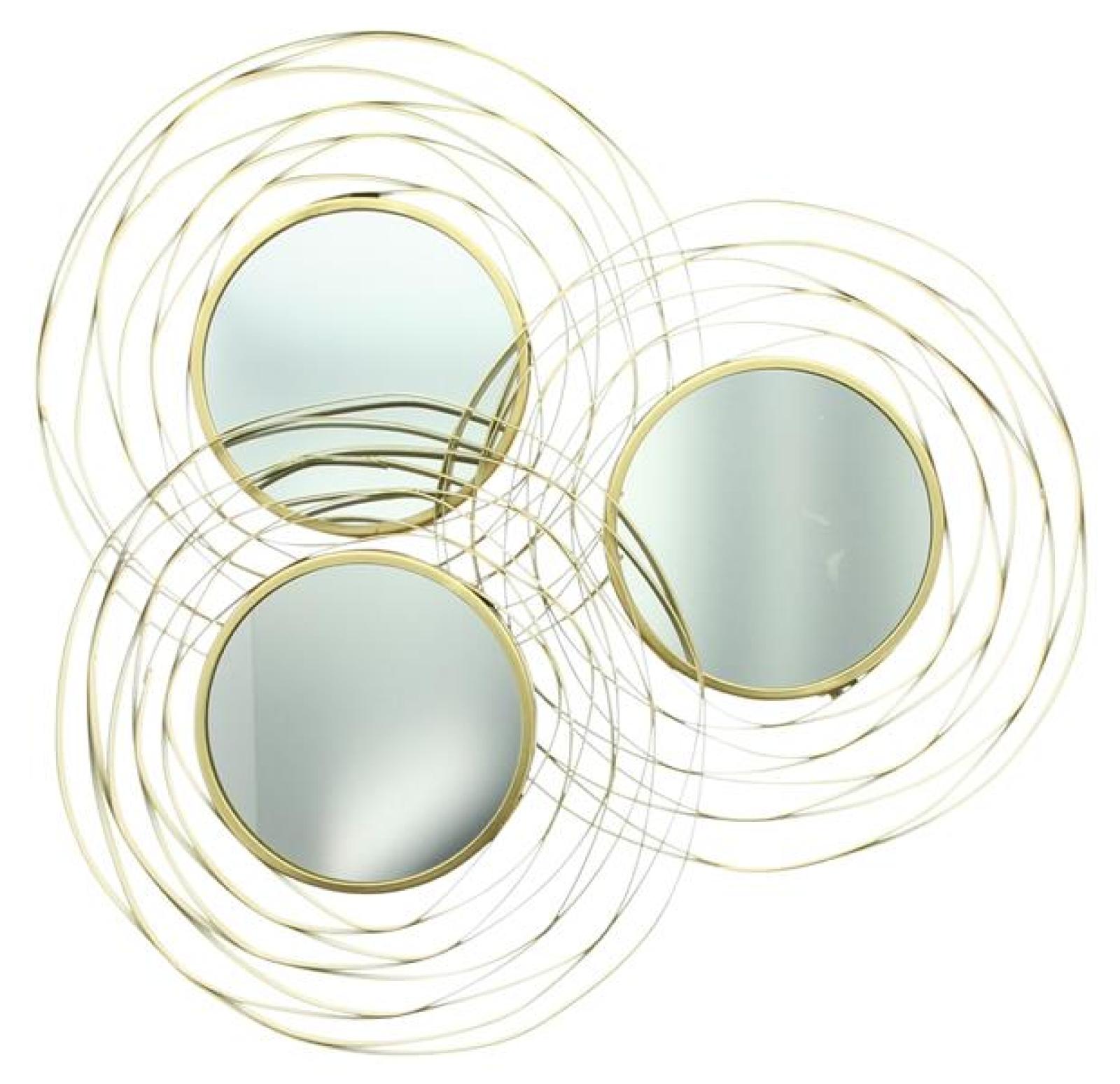 3x Spiegel "Gold" aus Metall, rund, Ø 24 cm, Wandspiegel, Wanddeko, Dekospiegel, Wandschmuck