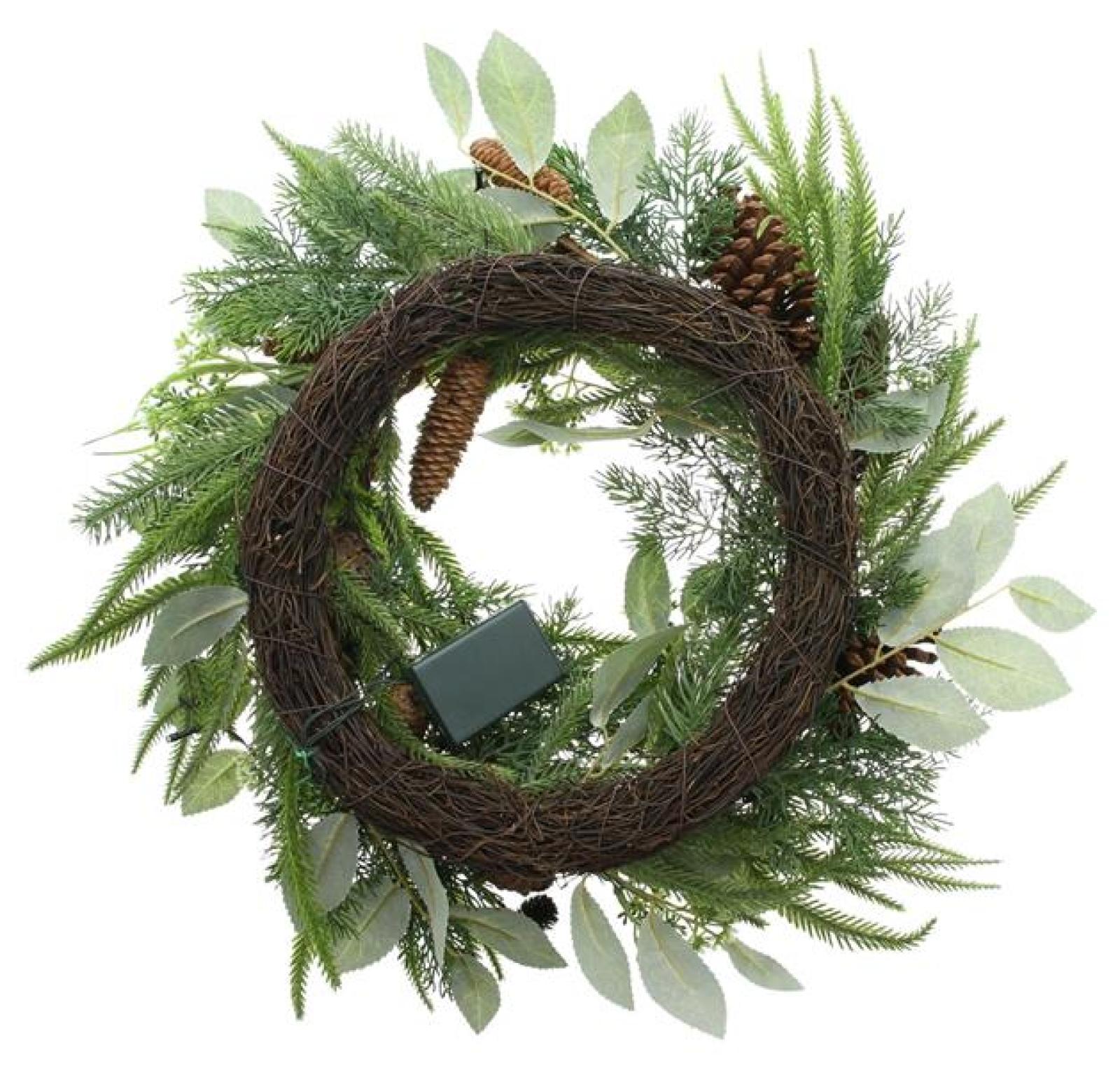 großer Dekokranz "Wintergrün" Ø 60 cm, Türkranz mit Tannenzapfen und künstlichem Grün, Wandkranz
