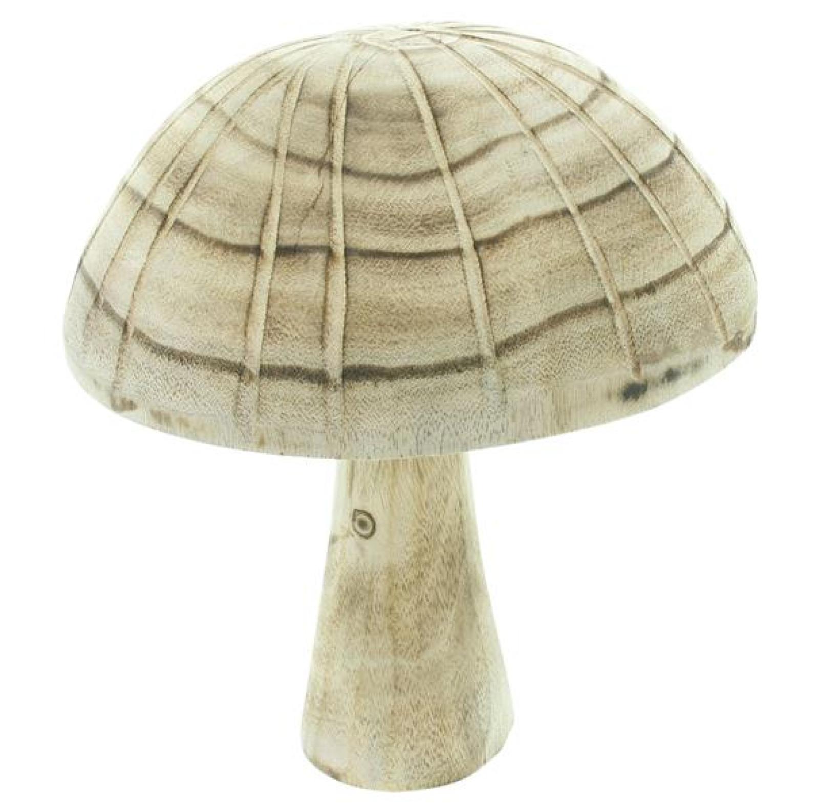 Dekofigur Pilz "Geflammt"  aus Holz, groß, 25 cm hoch, Holzpilz, Dekopilz, Herbstdeko