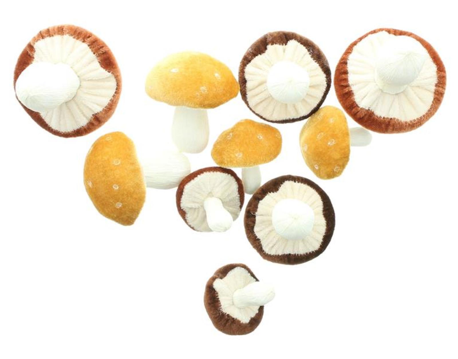 10x Dekopilz "Samt" Dekofigur Pilz Ø 5 - 8 cm, Pilzset, Herbstdeko, Pilzdeko