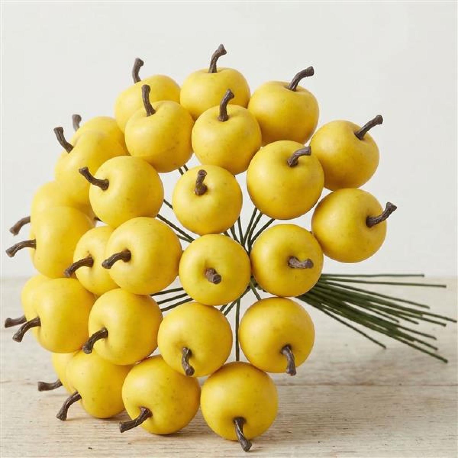 24x Dekoapfel "Mini" in Gelb Ø 3 cm, Äpfel zum Dekorieren & Basteln, Dekoobst für Gesteck, Kranz, Dekofigur, Tischdeko