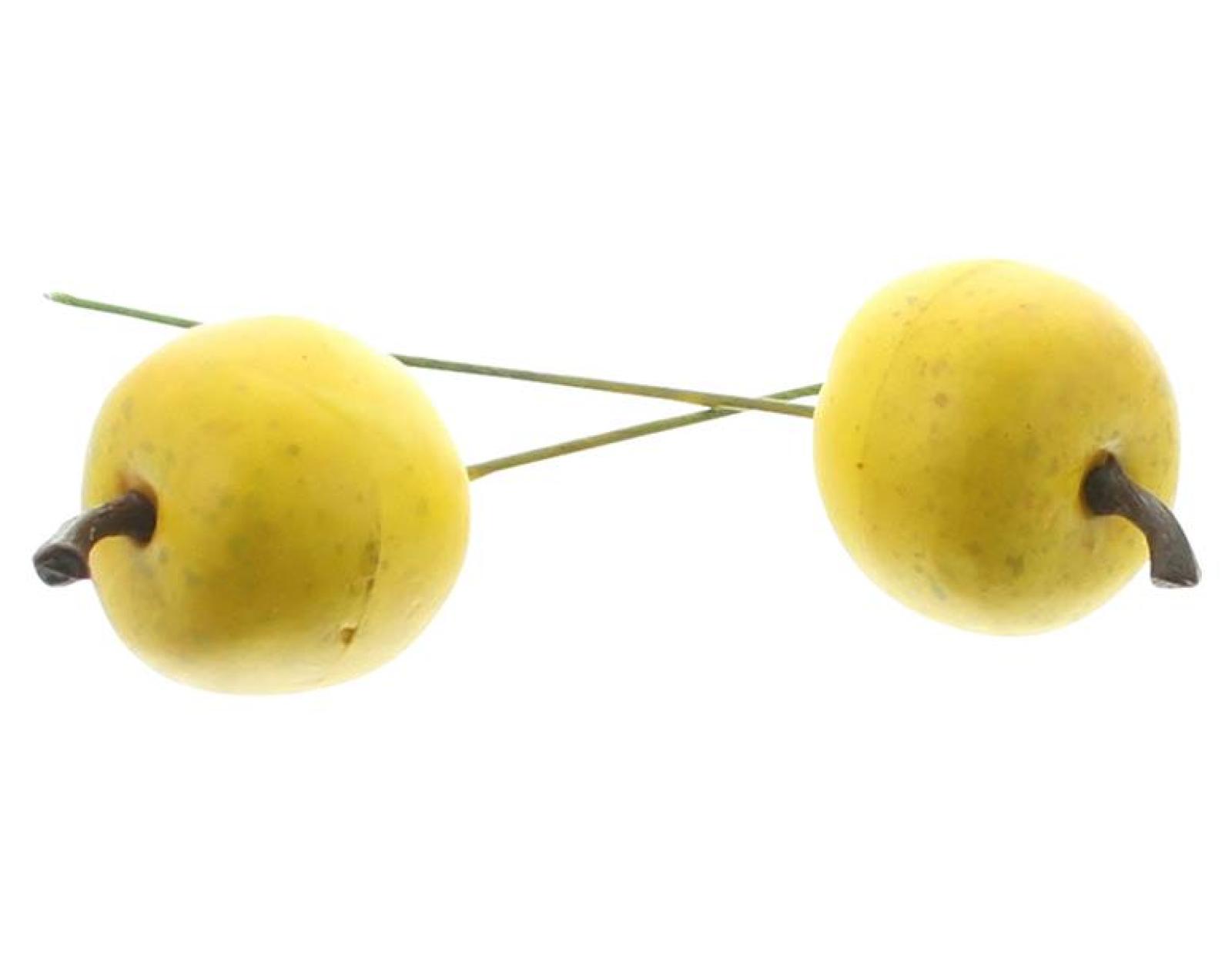 24x Dekoapfel "Mini" in Gelb Ø 3 cm, Äpfel zum Dekorieren & Basteln, Dekoobst für Gesteck, Kranz, Dekofigur, Tischdeko