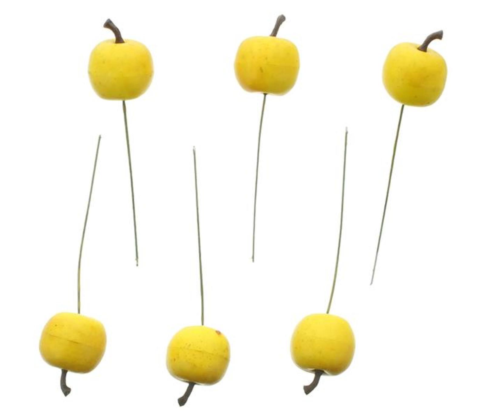 24x Dekoapfel "Mini" in Gelb Ø 3 cm, Äpfel zum Dekorieren & Basteln, Dekoobst für Gesteck, Kranz, Dekofigur, Tischdeko