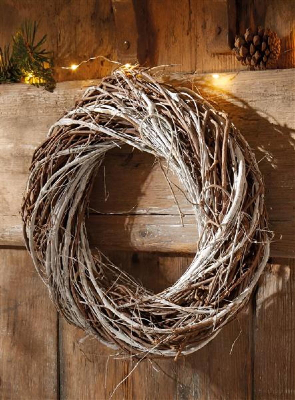 Dekokranz "Rustikal" Ø 30 cm, Magnolien & Ulmen Zweige, Wandkranz, Türkranz, Tischkranz