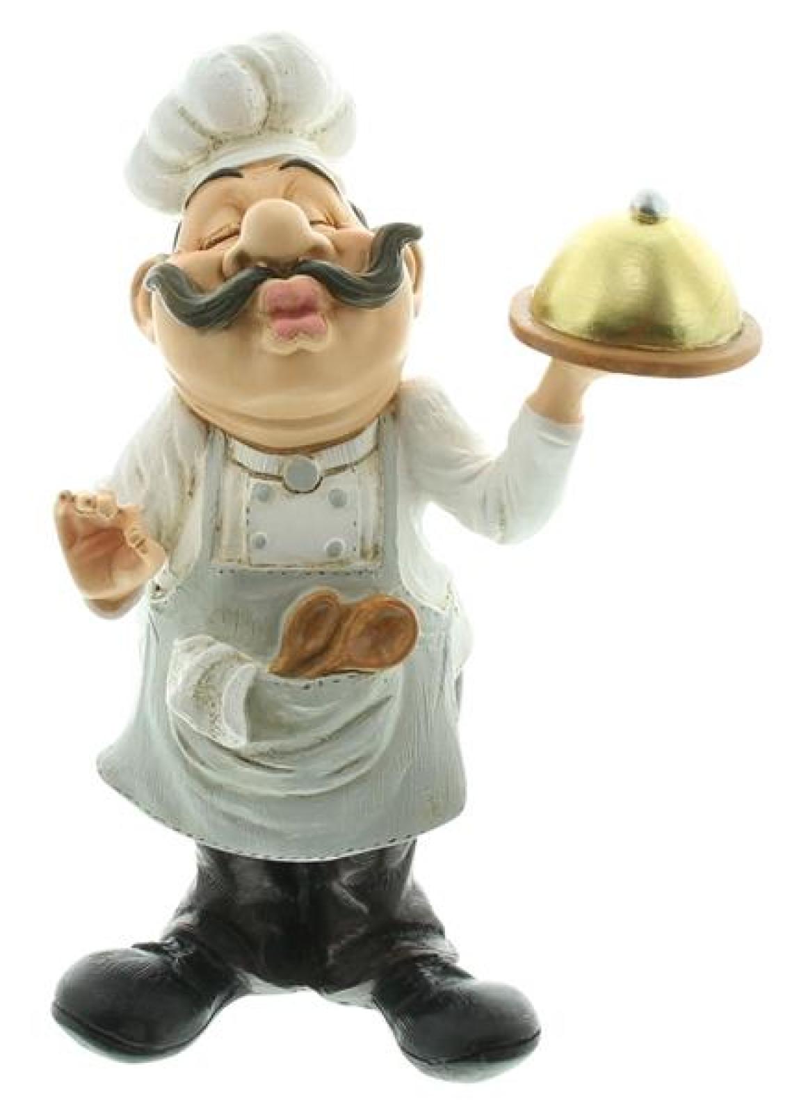 Dekofigur "Chefkoch Francois" aus Polyresin, 23 cm hoch, witzige Statue für Küche & Esszimmer