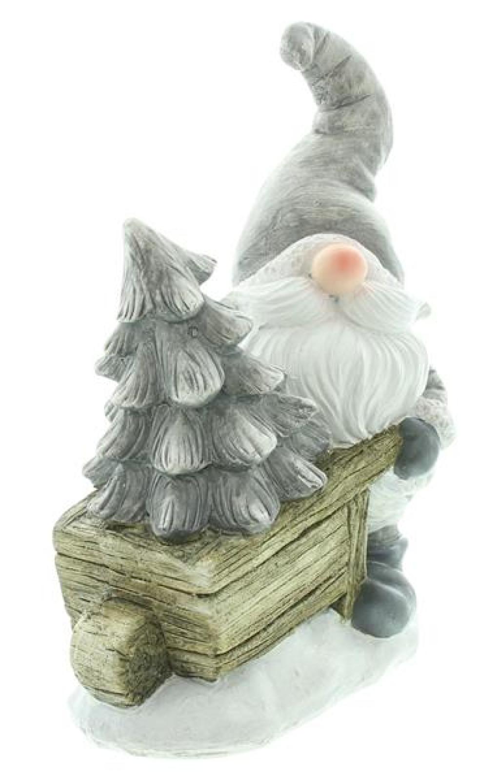 Dekofigur Wichtel "Schubkarre" aus Polyresin, 27 cm hoch, Dekowichtel, Weihnachtsdeko