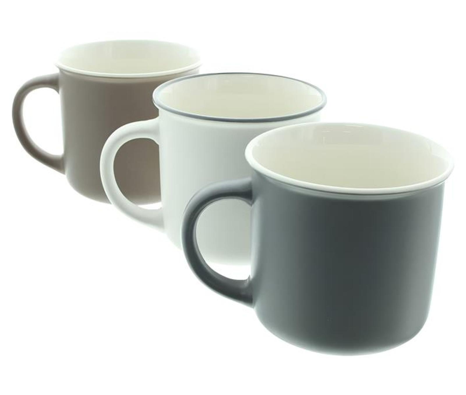 3x Tasse "Coffee" Kaffeetassse aus Porzellan mit Spruch, große Kaffee Becher, 350 ml