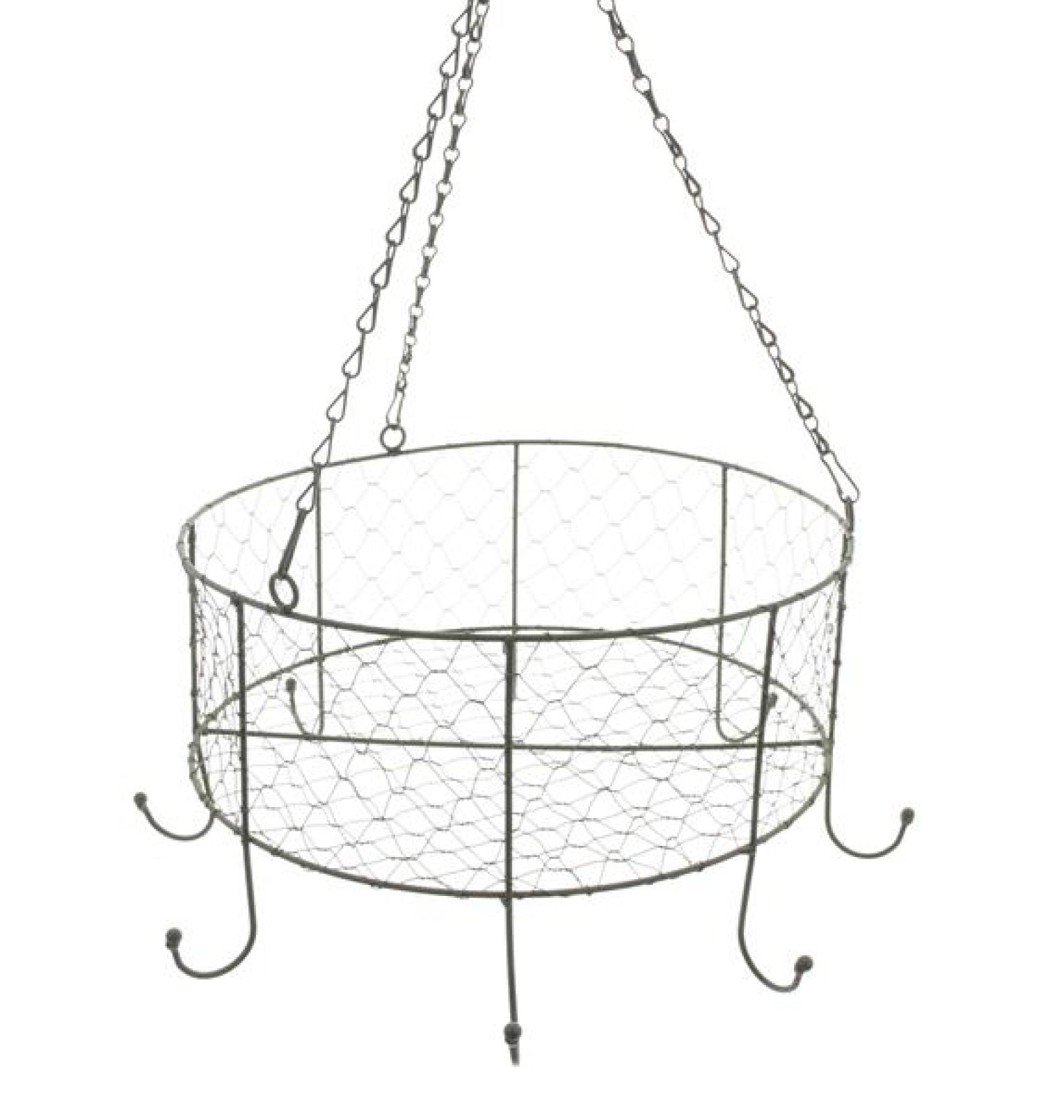 Kräuterkrone "Nostalgie" aus Metall, grau, Ø 35 cm, Deckenkrone mit 8 Haken, Küchenkrone, Kräuterhänger
