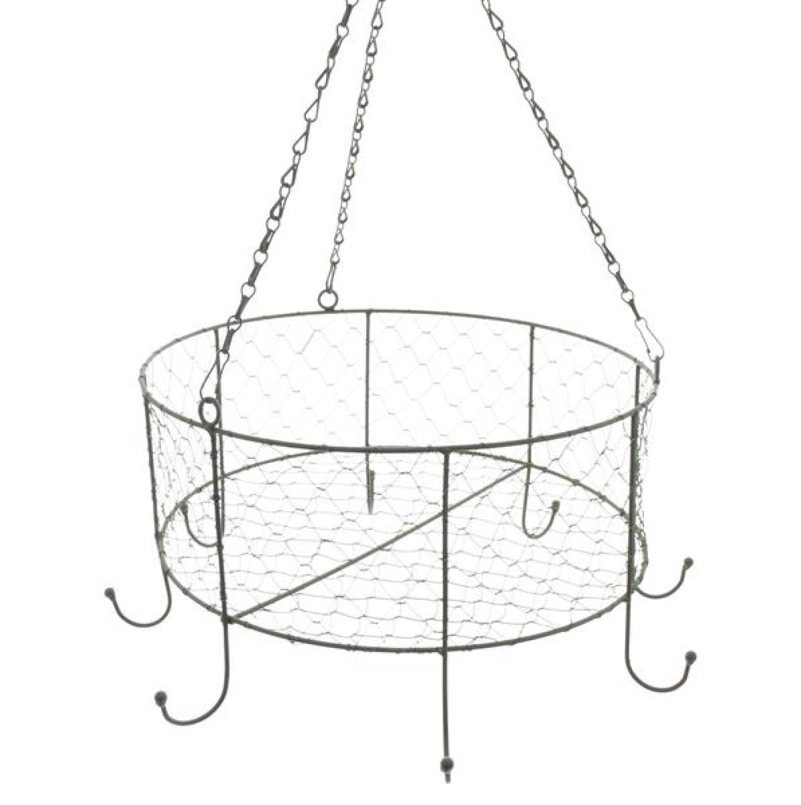 Kräuterkrone "Nostalgie" aus Metall, grau, Ø 35 cm, Deckenkrone mit 8 Haken, Küchenkrone, Kräuterhänger